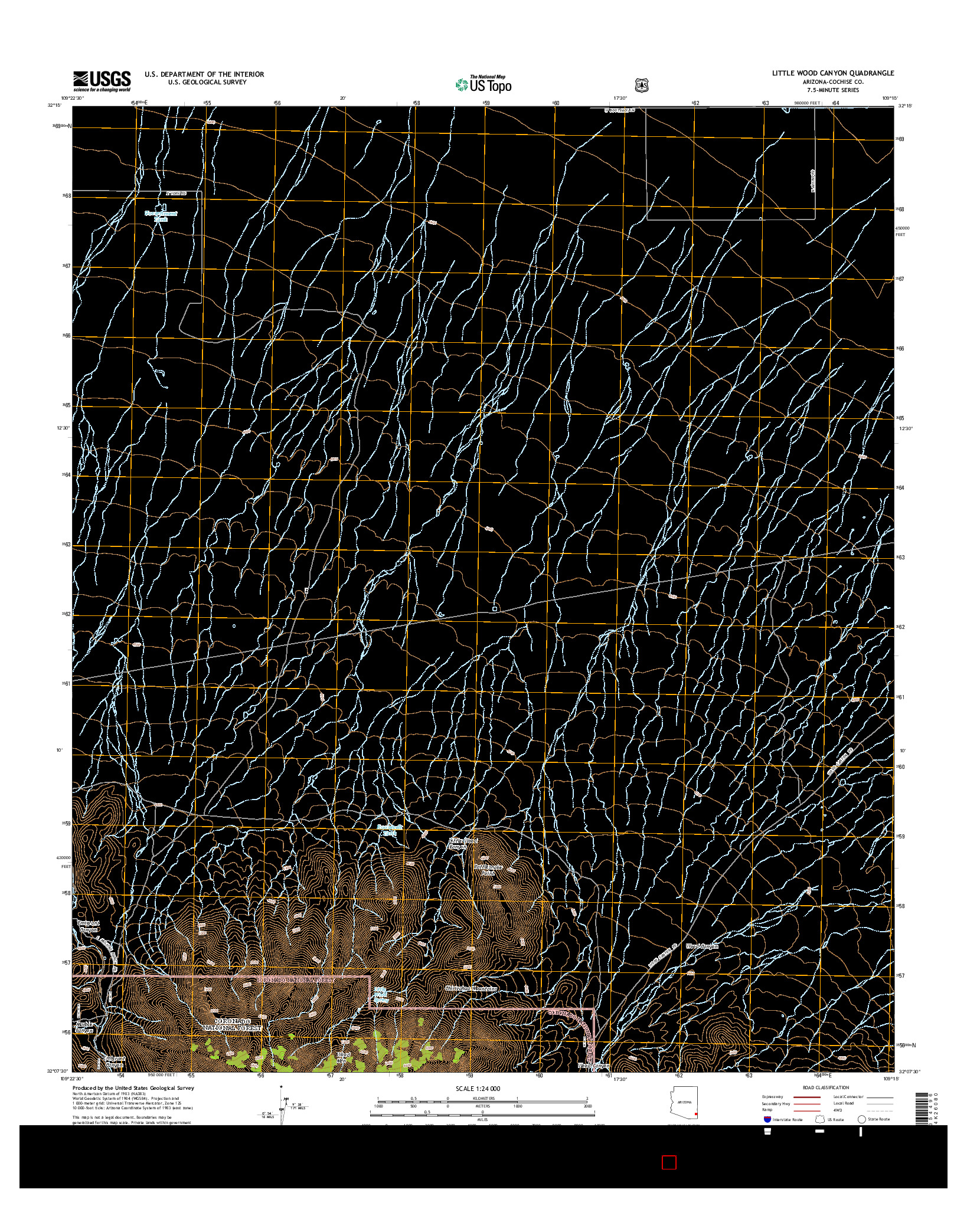 USGS US TOPO 7.5-MINUTE MAP FOR LITTLE WOOD CANYON, AZ 2014