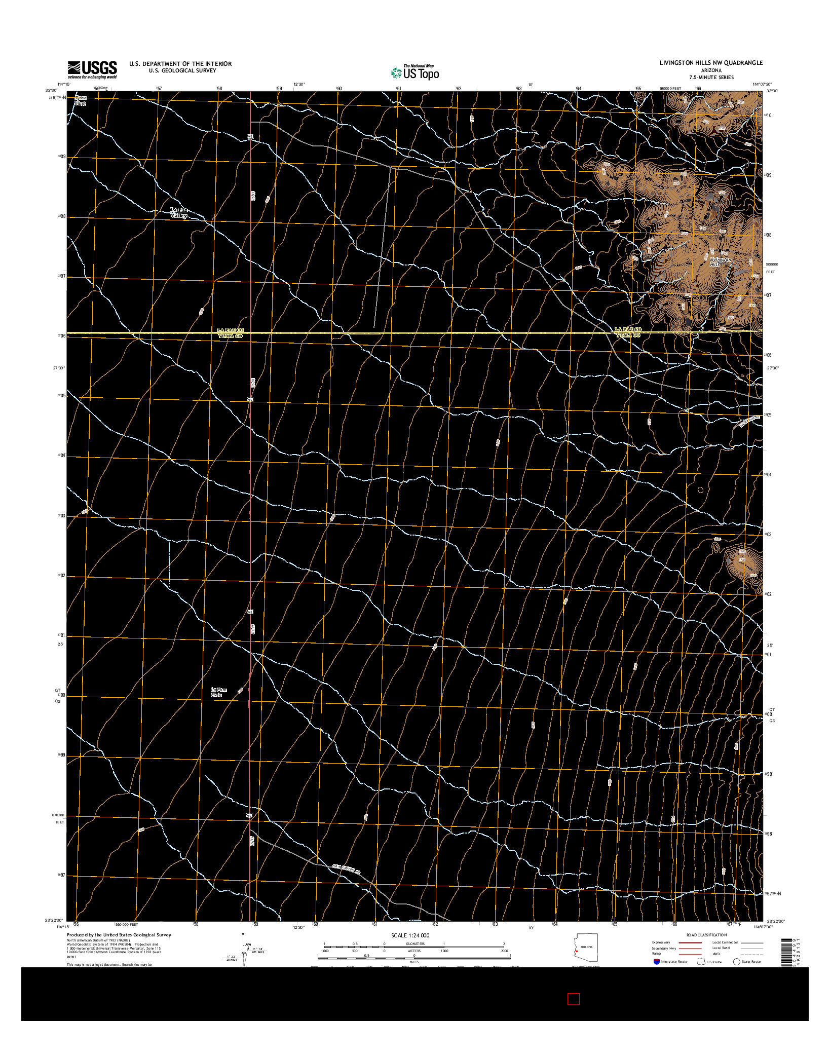 USGS US TOPO 7.5-MINUTE MAP FOR LIVINGSTON HILLS NW, AZ 2014