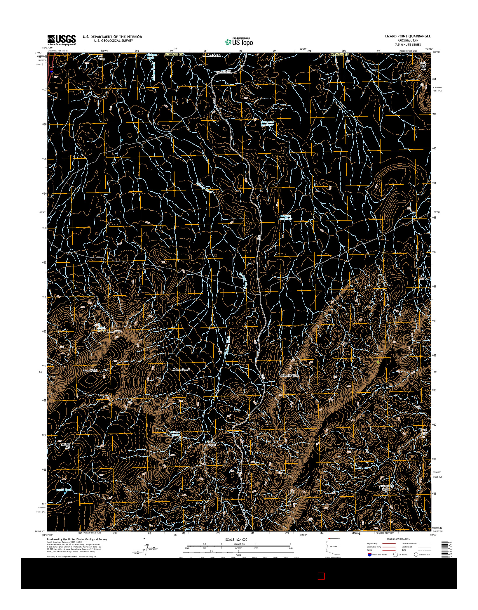 USGS US TOPO 7.5-MINUTE MAP FOR LIZARD POINT, AZ-UT 2014