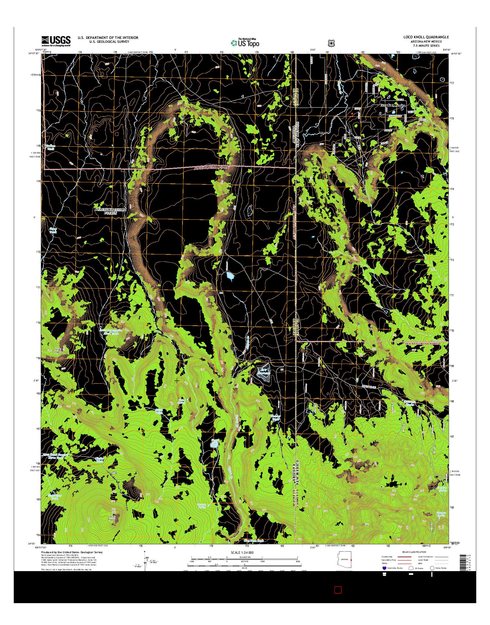 USGS US TOPO 7.5-MINUTE MAP FOR LOCO KNOLL, AZ-NM 2014
