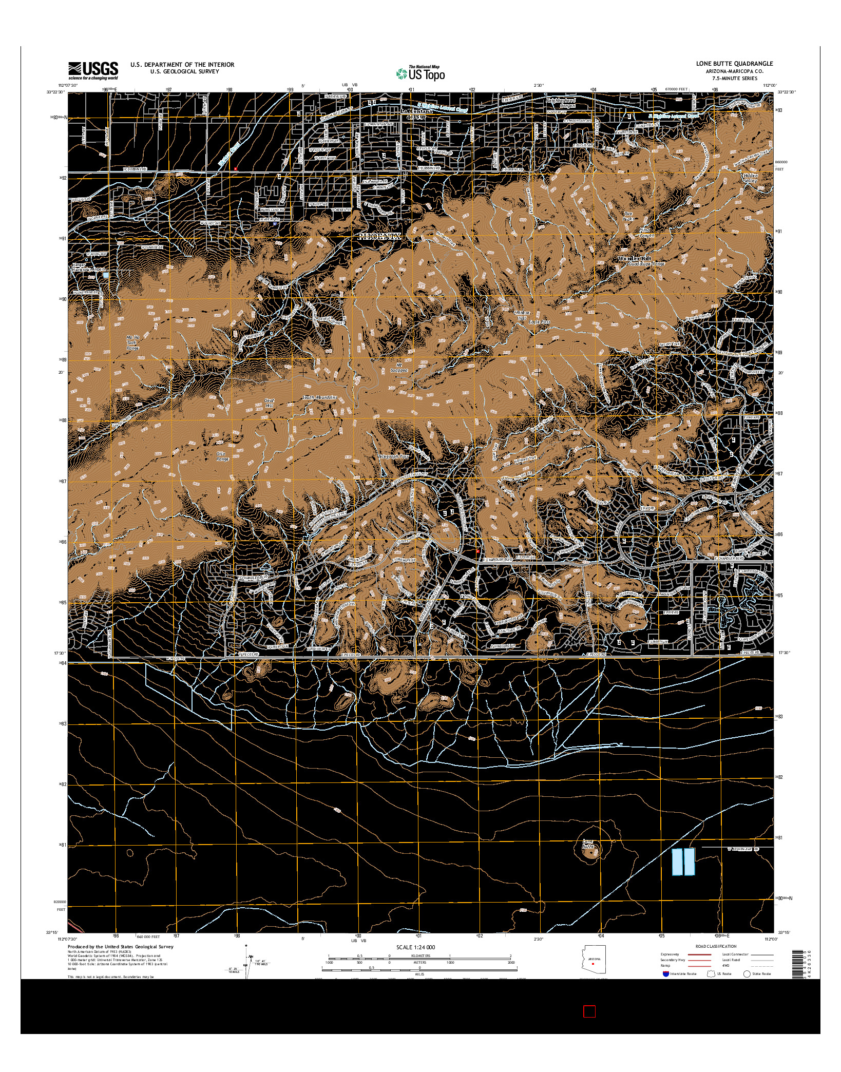 USGS US TOPO 7.5-MINUTE MAP FOR LONE BUTTE, AZ 2014