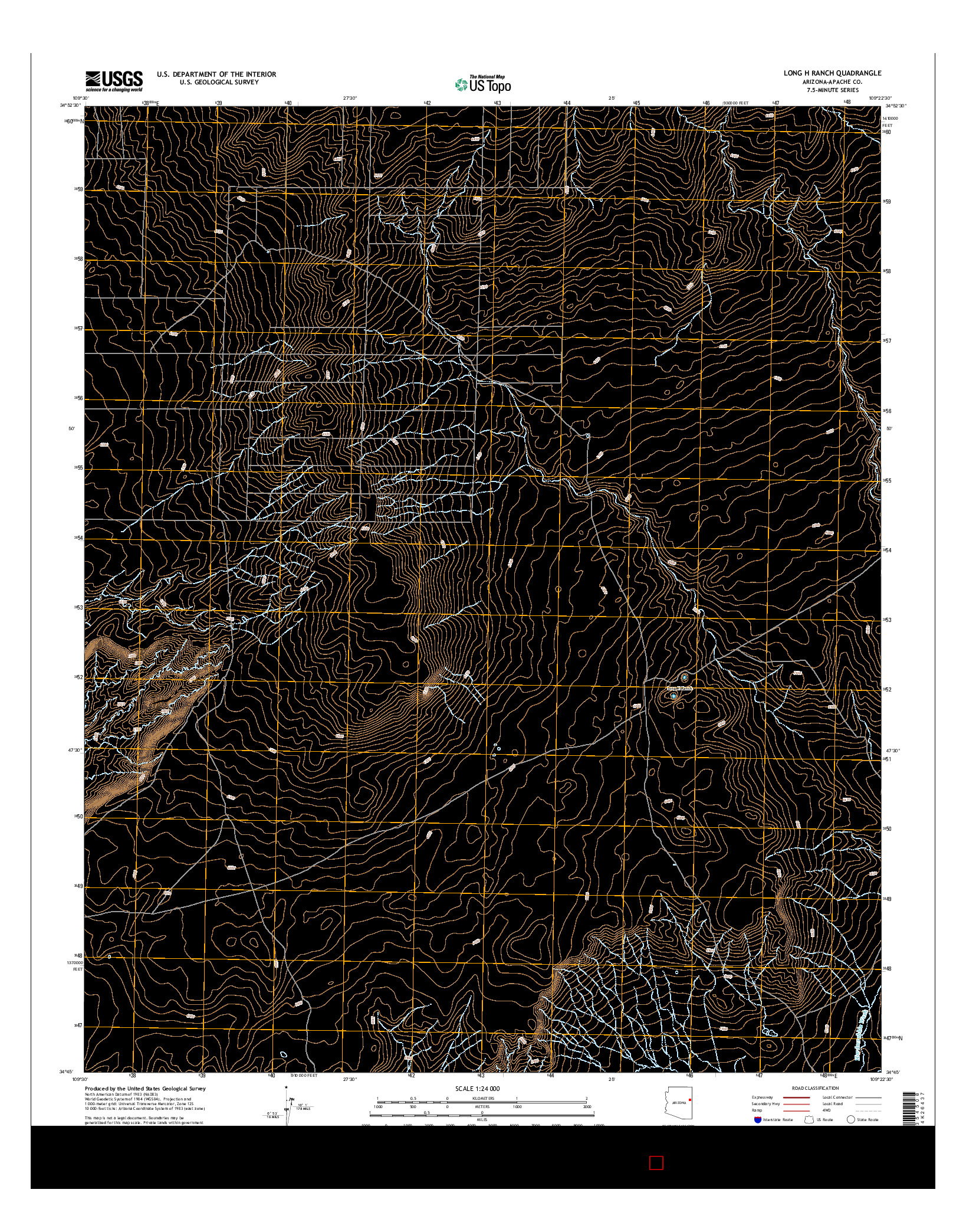 USGS US TOPO 7.5-MINUTE MAP FOR LONG H RANCH, AZ 2014
