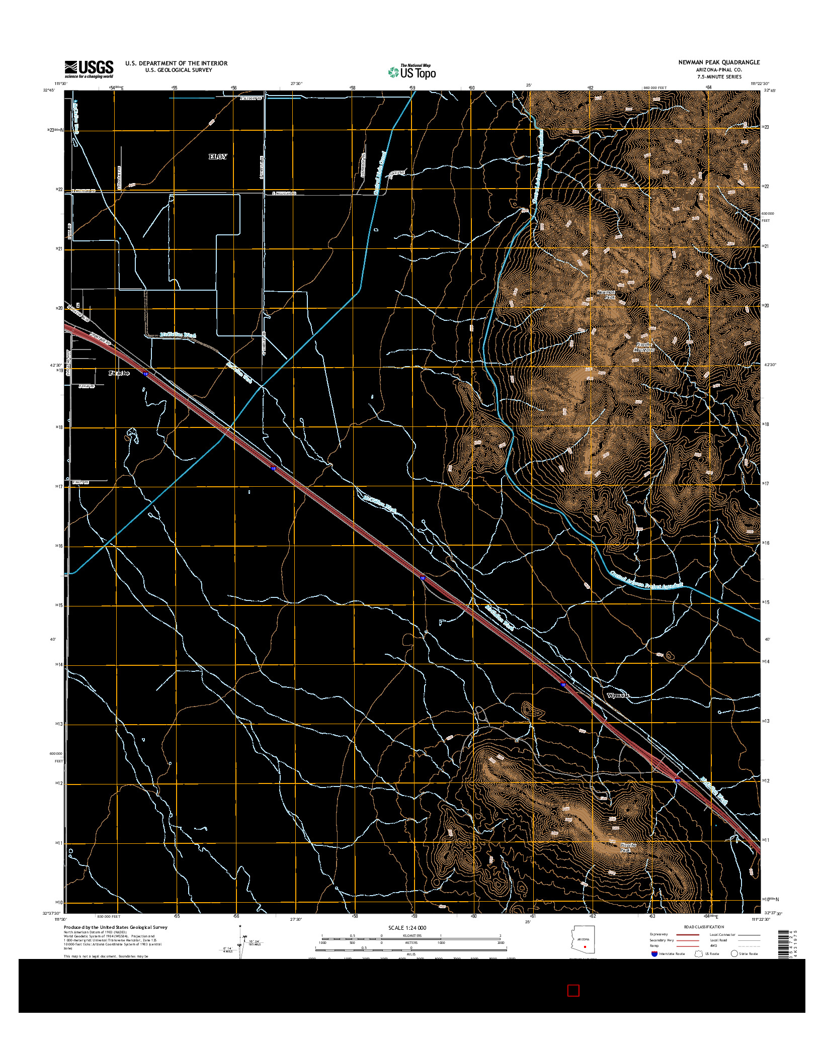 USGS US TOPO 7.5-MINUTE MAP FOR NEWMAN PEAK, AZ 2014