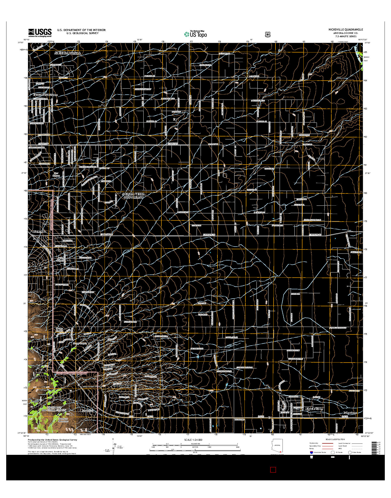 USGS US TOPO 7.5-MINUTE MAP FOR NICKSVILLE, AZ 2014