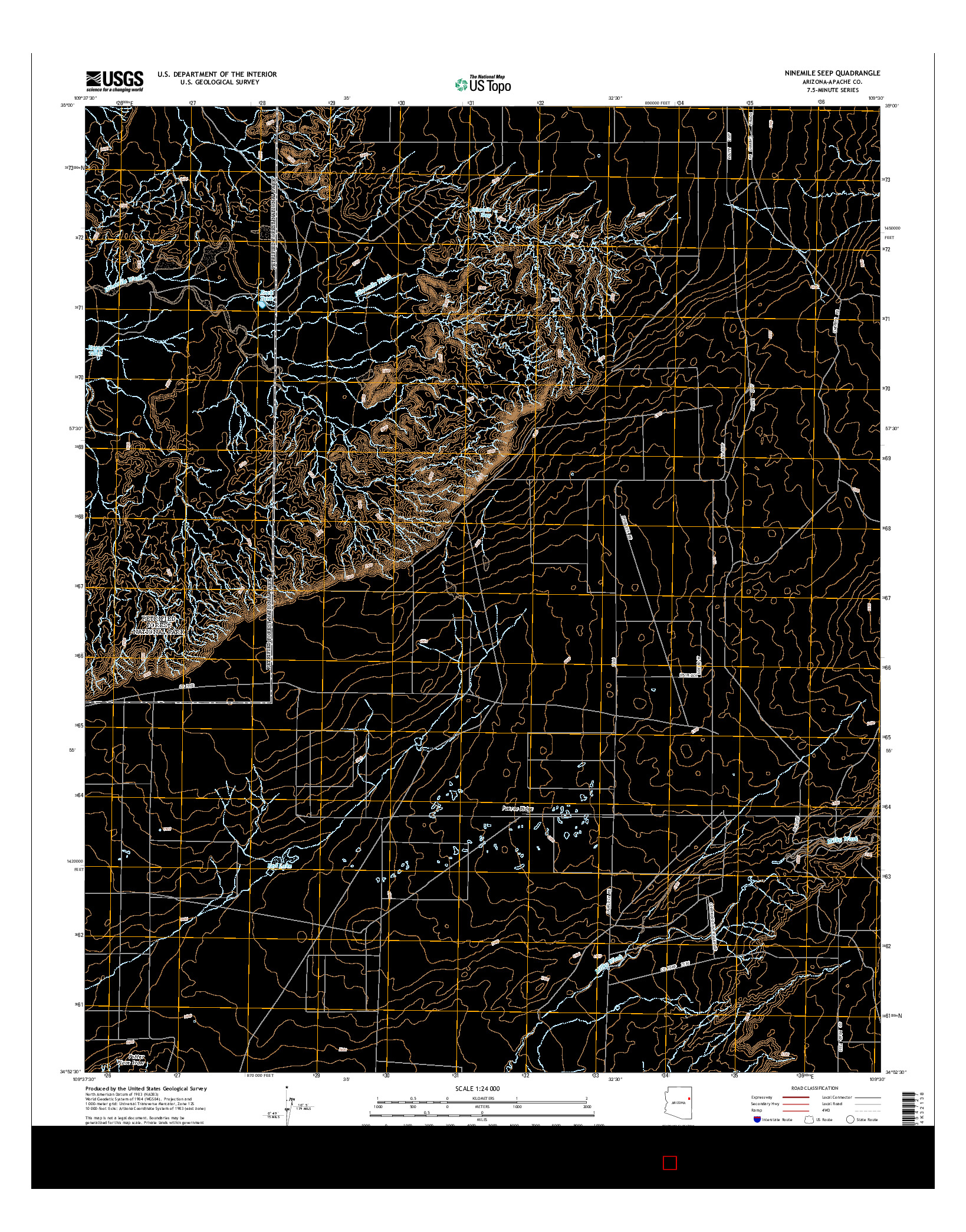 USGS US TOPO 7.5-MINUTE MAP FOR NINEMILE SEEP, AZ 2014