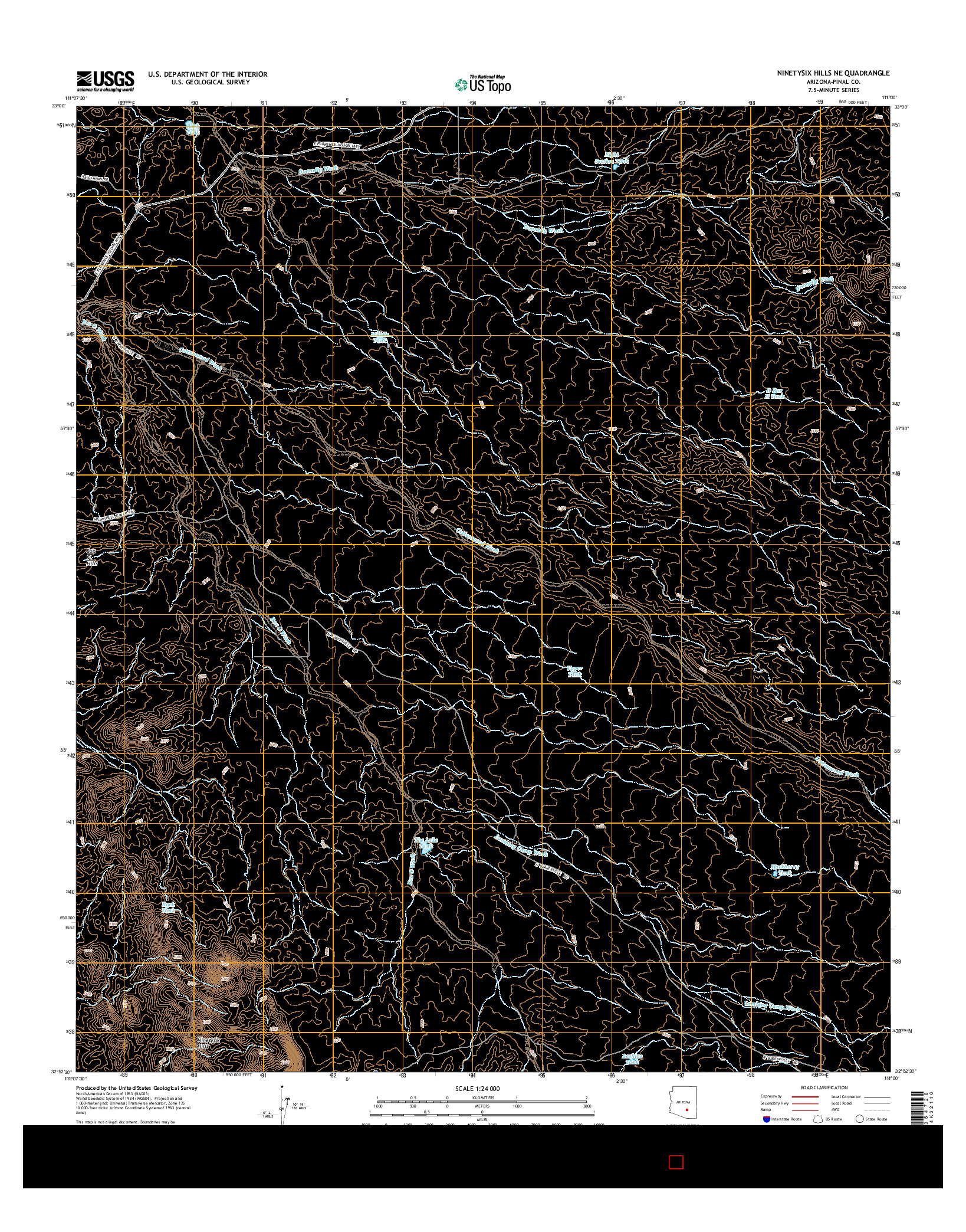 USGS US TOPO 7.5-MINUTE MAP FOR NINETYSIX HILLS NE, AZ 2014