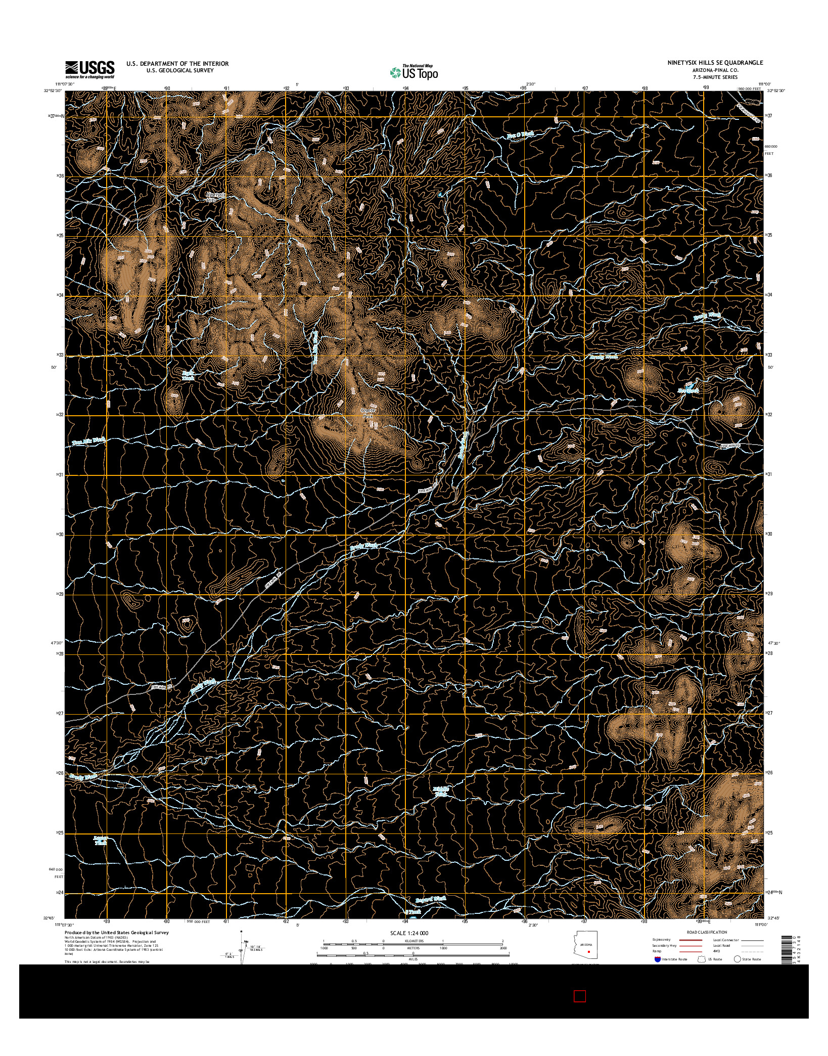 USGS US TOPO 7.5-MINUTE MAP FOR NINETYSIX HILLS SE, AZ 2014
