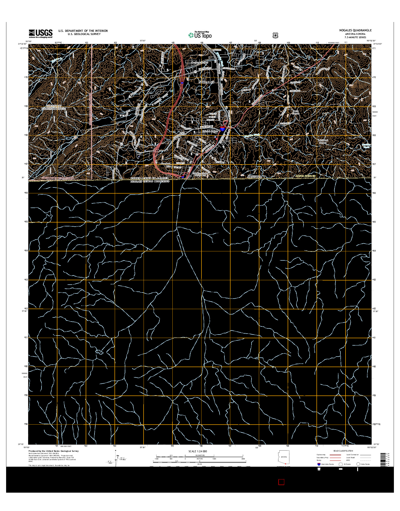 USGS US TOPO 7.5-MINUTE MAP FOR NOGALES, AZ-SON 2014