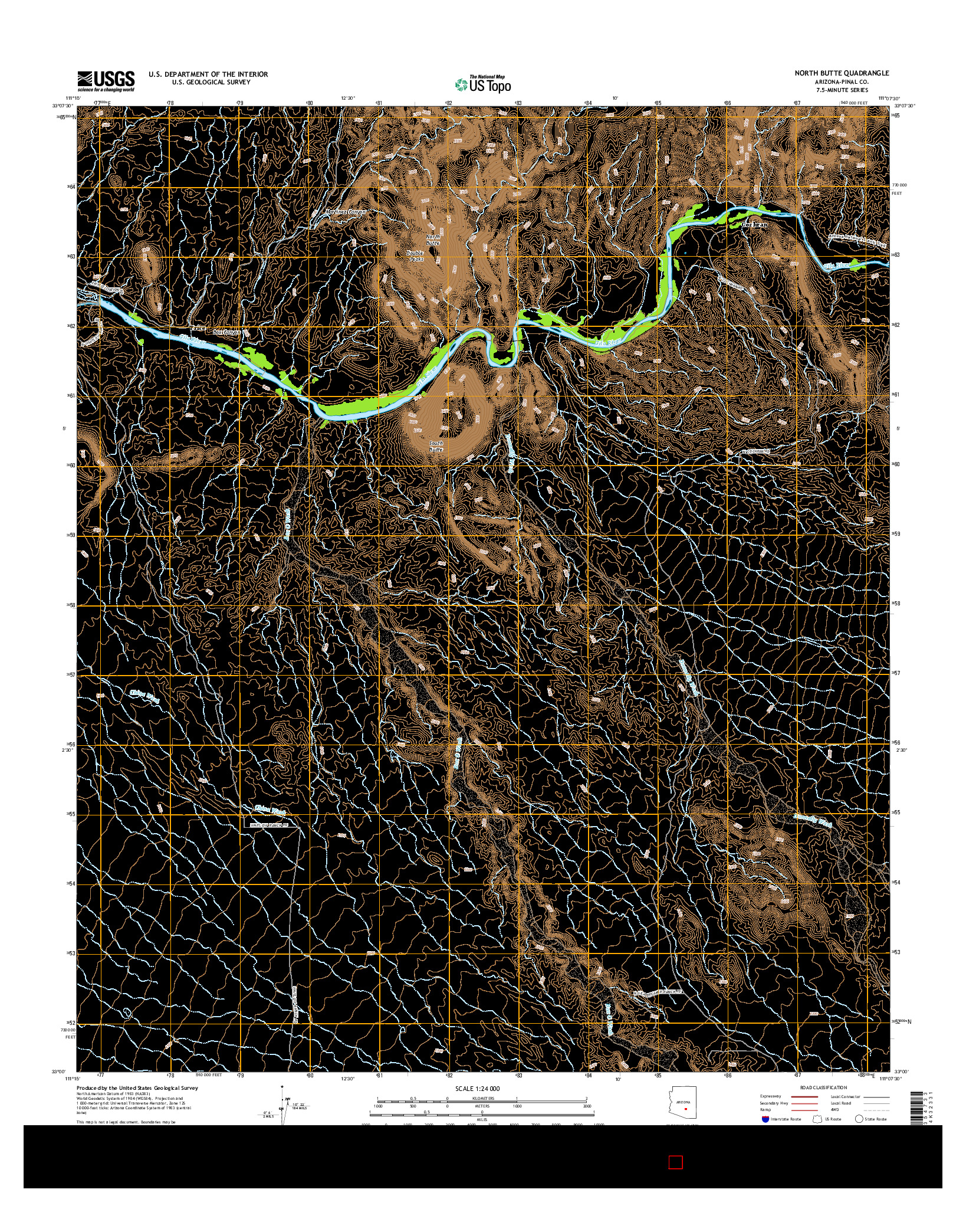 USGS US TOPO 7.5-MINUTE MAP FOR NORTH BUTTE, AZ 2014