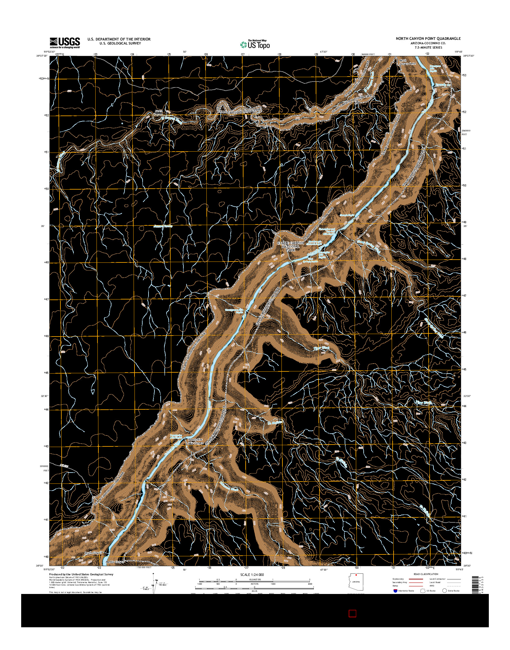 USGS US TOPO 7.5-MINUTE MAP FOR NORTH CANYON POINT, AZ 2014