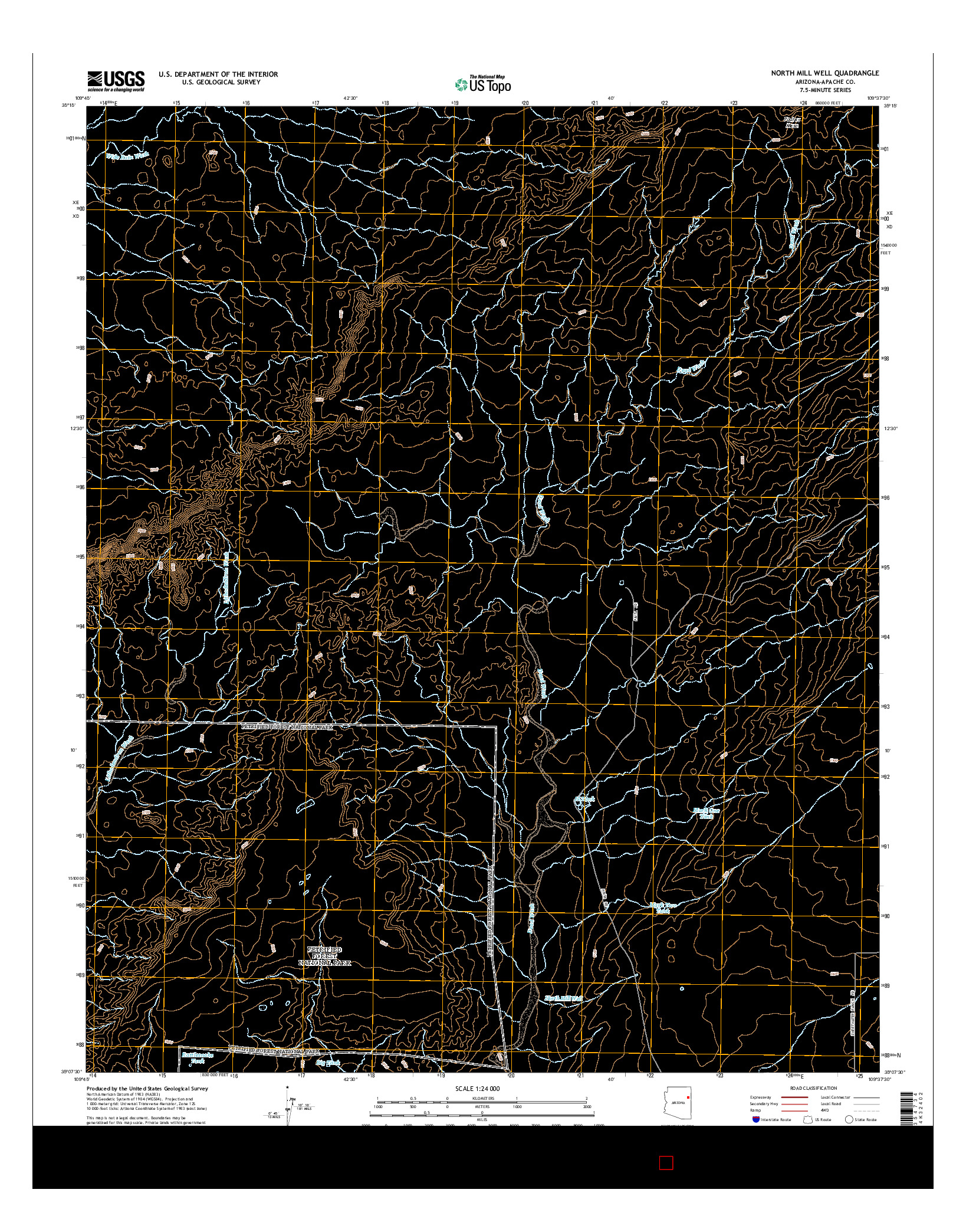 USGS US TOPO 7.5-MINUTE MAP FOR NORTH MILL WELL, AZ 2014