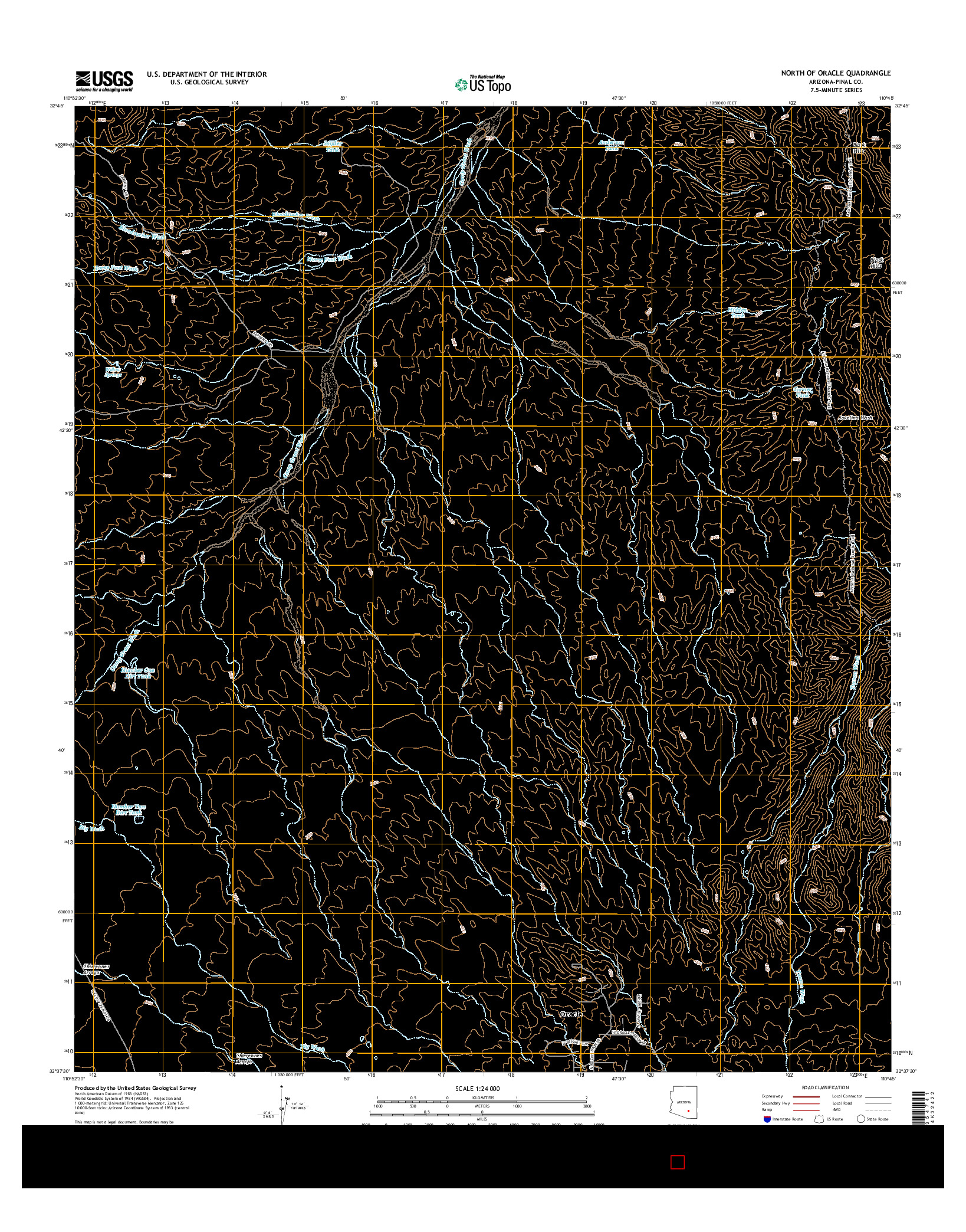 USGS US TOPO 7.5-MINUTE MAP FOR NORTH OF ORACLE, AZ 2014