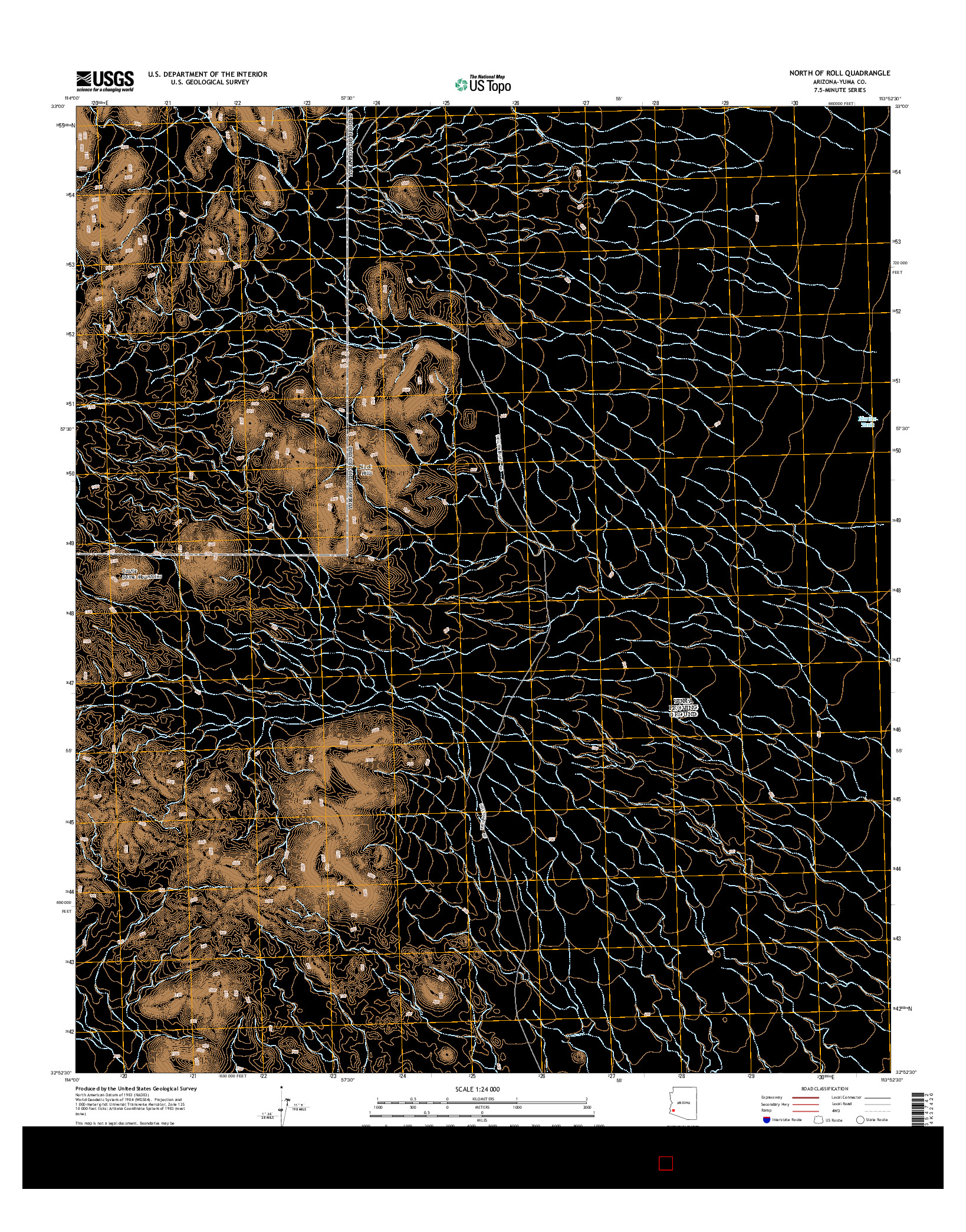 USGS US TOPO 7.5-MINUTE MAP FOR NORTH OF ROLL, AZ 2014