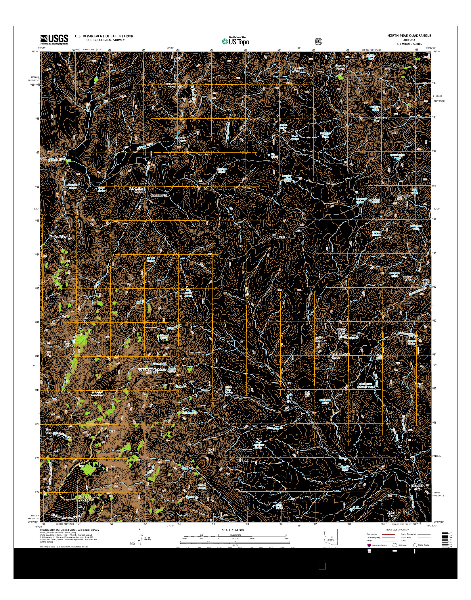 USGS US TOPO 7.5-MINUTE MAP FOR NORTH PEAK, AZ 2014