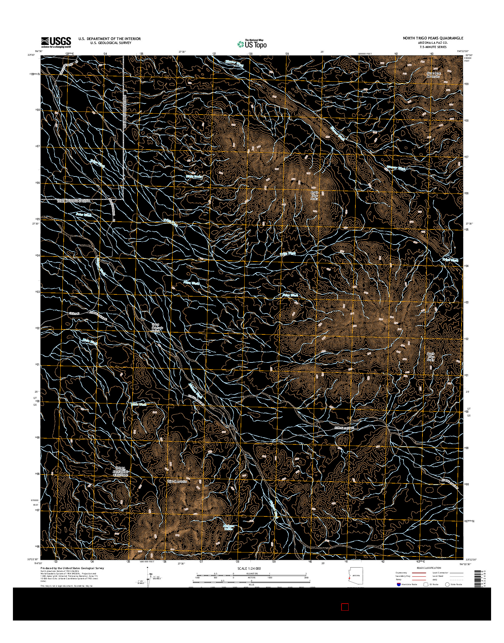 USGS US TOPO 7.5-MINUTE MAP FOR NORTH TRIGO PEAKS, AZ 2014