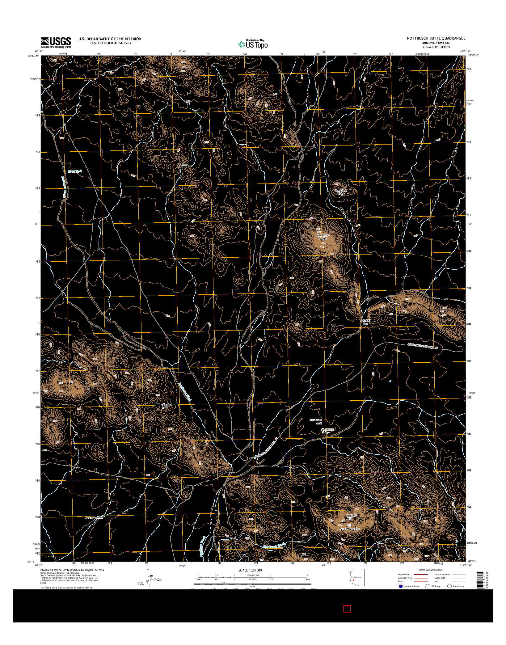 USGS US TOPO 7.5-MINUTE MAP FOR NOTTBUSCH BUTTE, AZ 2014