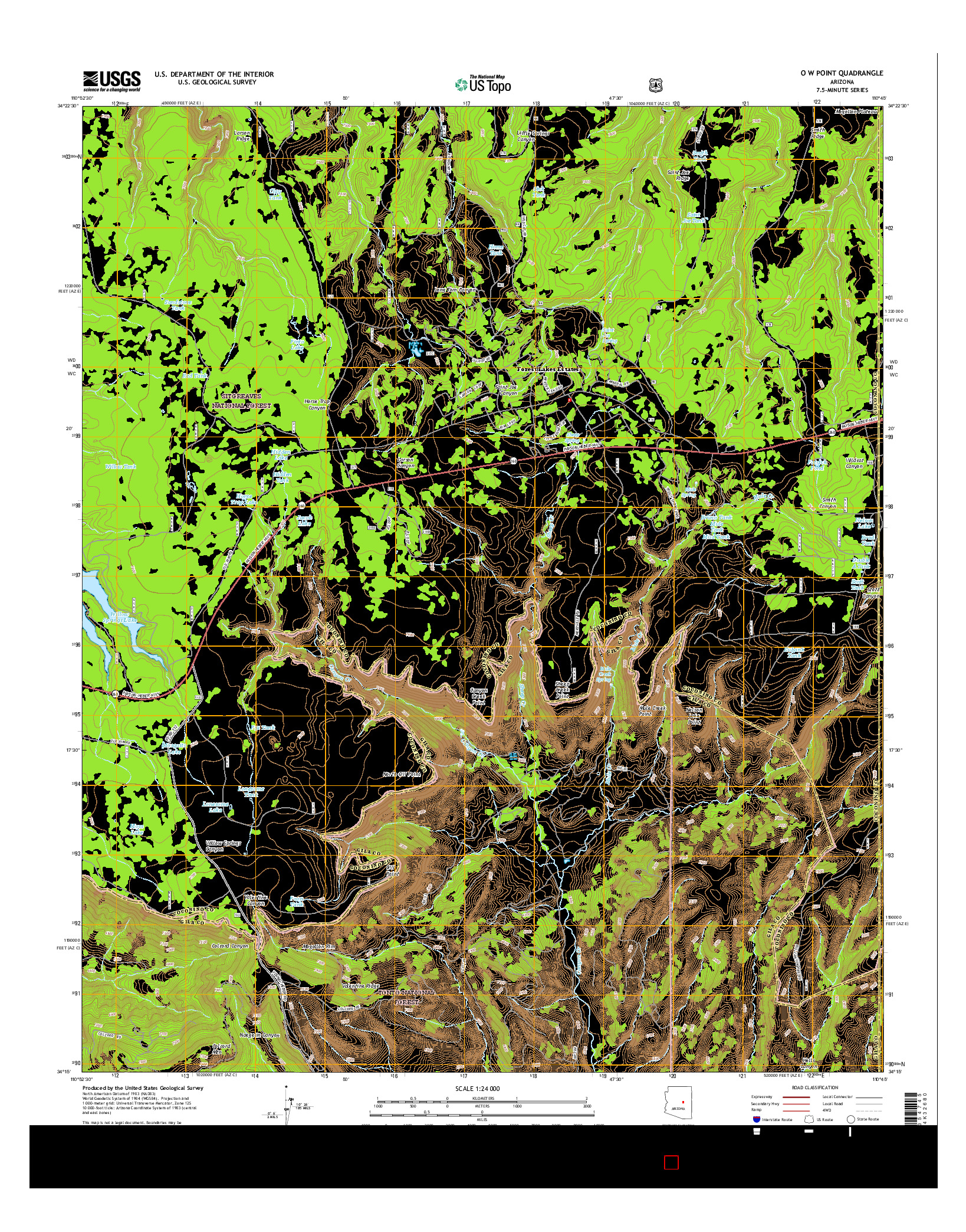 USGS US TOPO 7.5-MINUTE MAP FOR O W POINT, AZ 2014