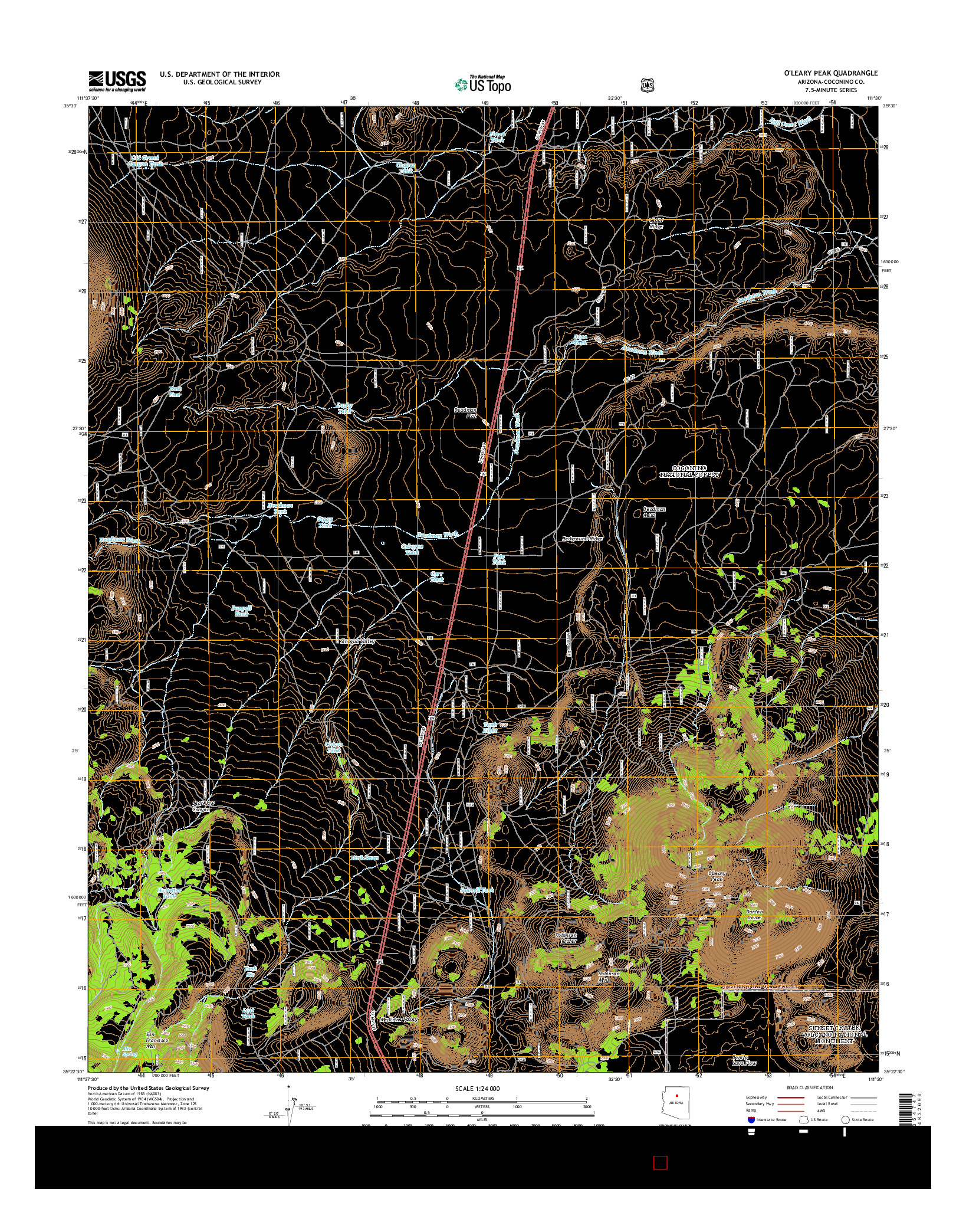 USGS US TOPO 7.5-MINUTE MAP FOR O'LEARY PEAK, AZ 2014