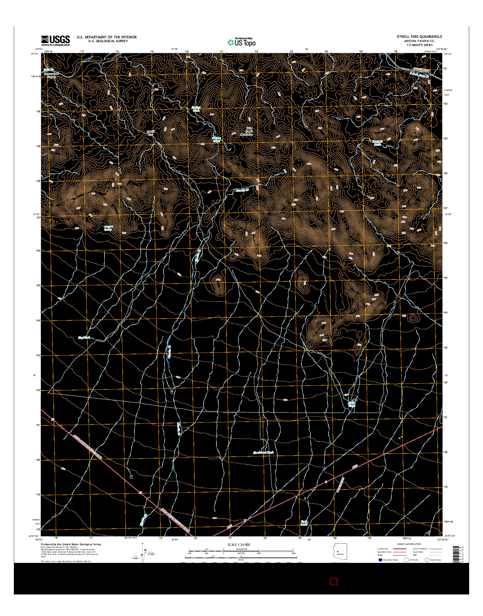 USGS US TOPO 7.5-MINUTE MAP FOR O'NEILL PASS, AZ 2014