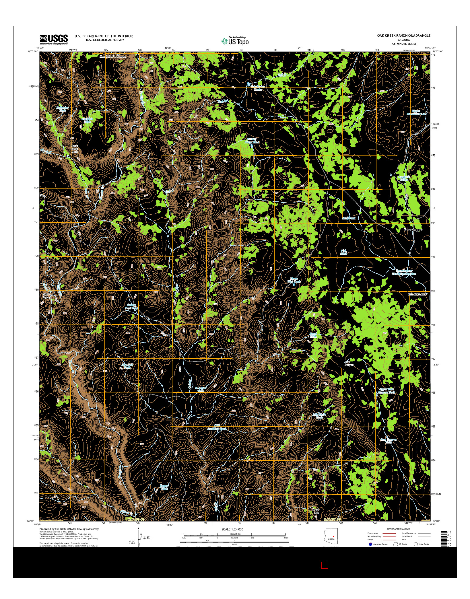 USGS US TOPO 7.5-MINUTE MAP FOR OAK CREEK RANCH, AZ 2014
