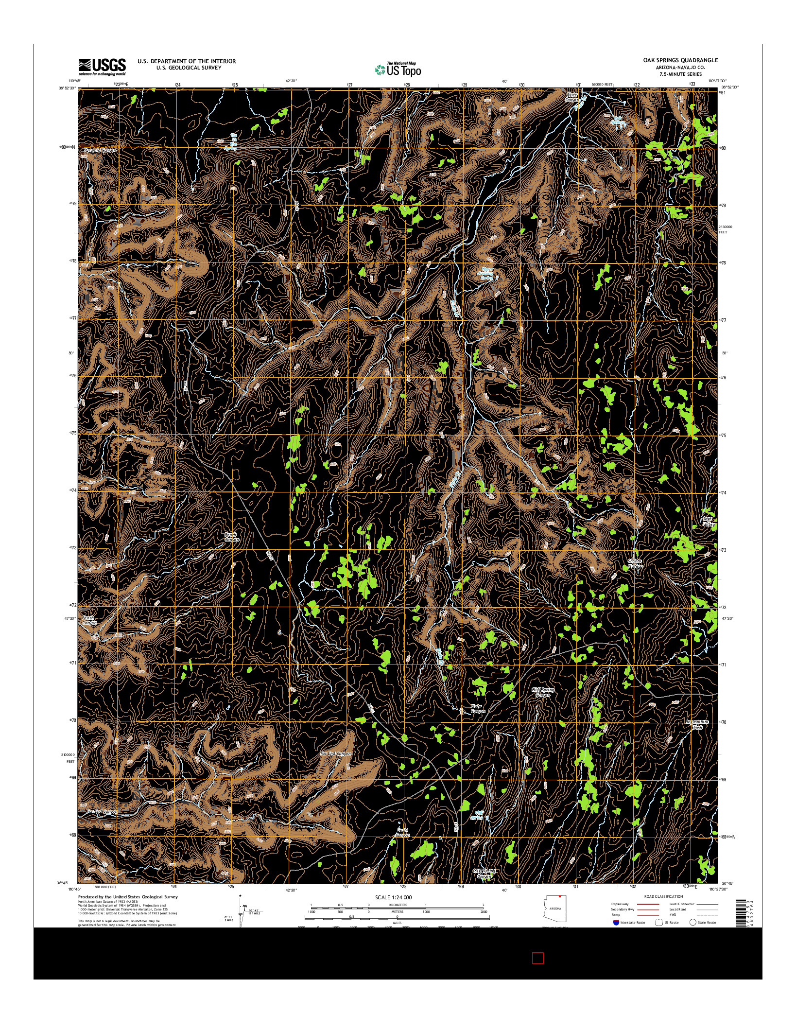 USGS US TOPO 7.5-MINUTE MAP FOR OAK SPRINGS, AZ 2014