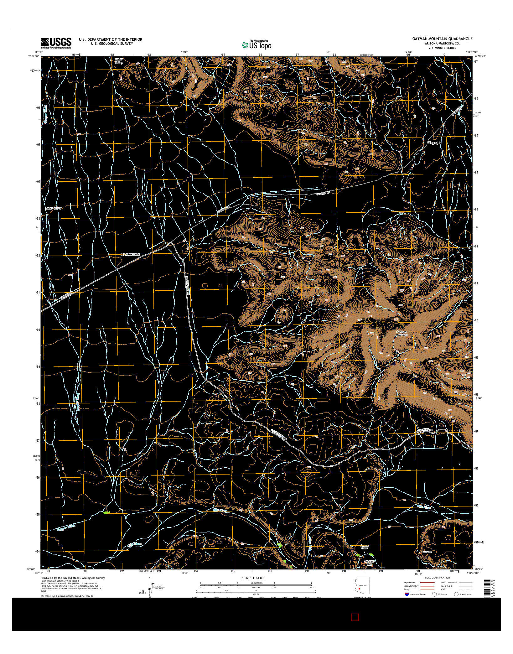 USGS US TOPO 7.5-MINUTE MAP FOR OATMAN MOUNTAIN, AZ 2014