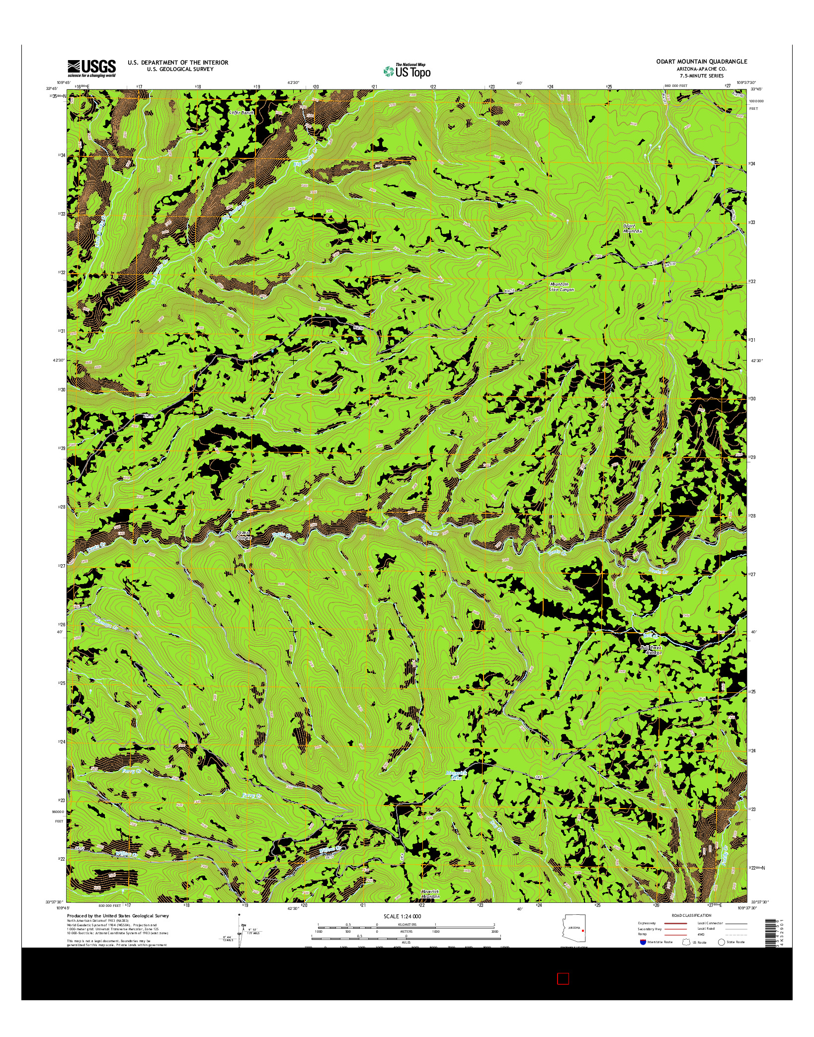 USGS US TOPO 7.5-MINUTE MAP FOR ODART MOUNTAIN, AZ 2014
