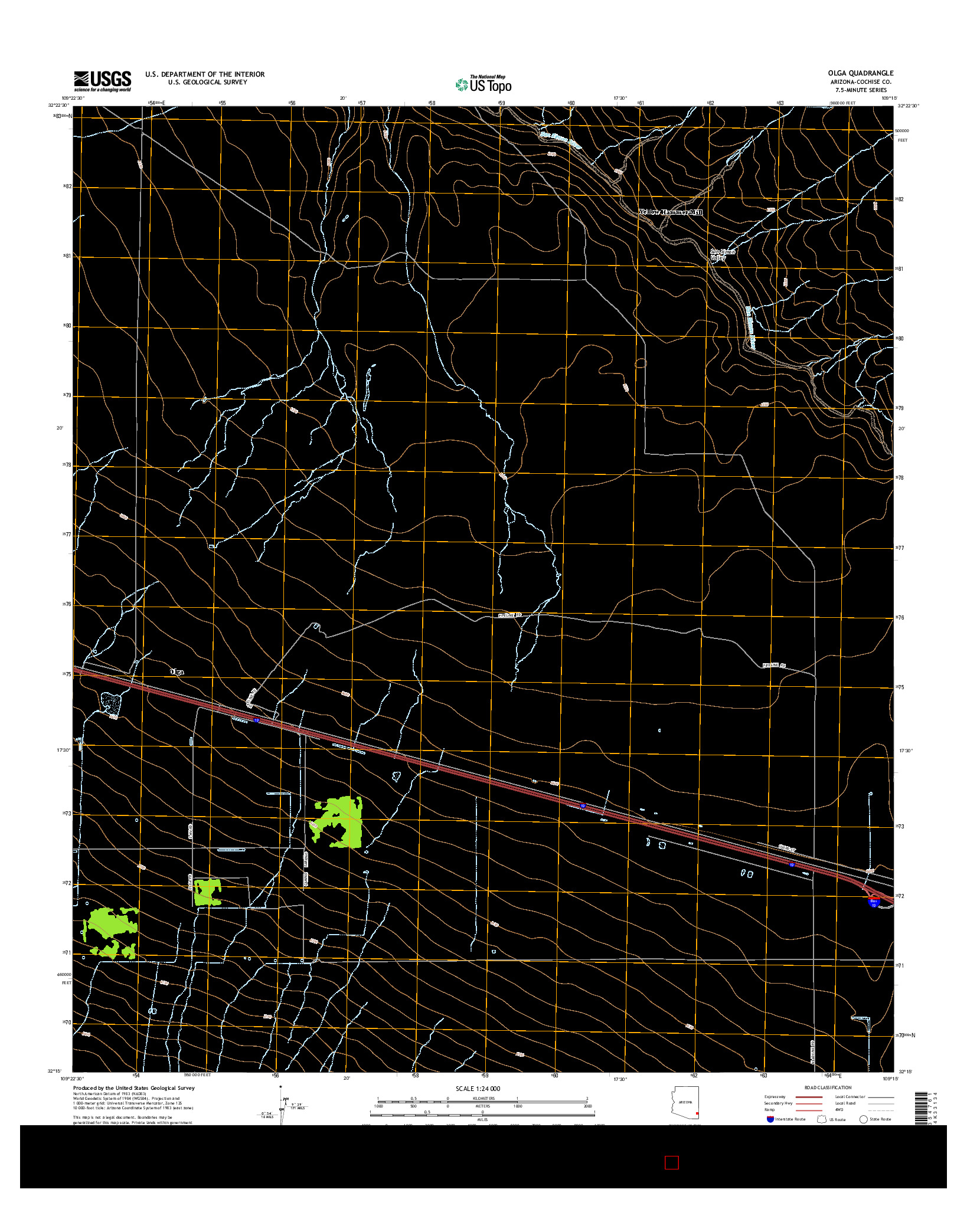 USGS US TOPO 7.5-MINUTE MAP FOR OLGA, AZ 2014