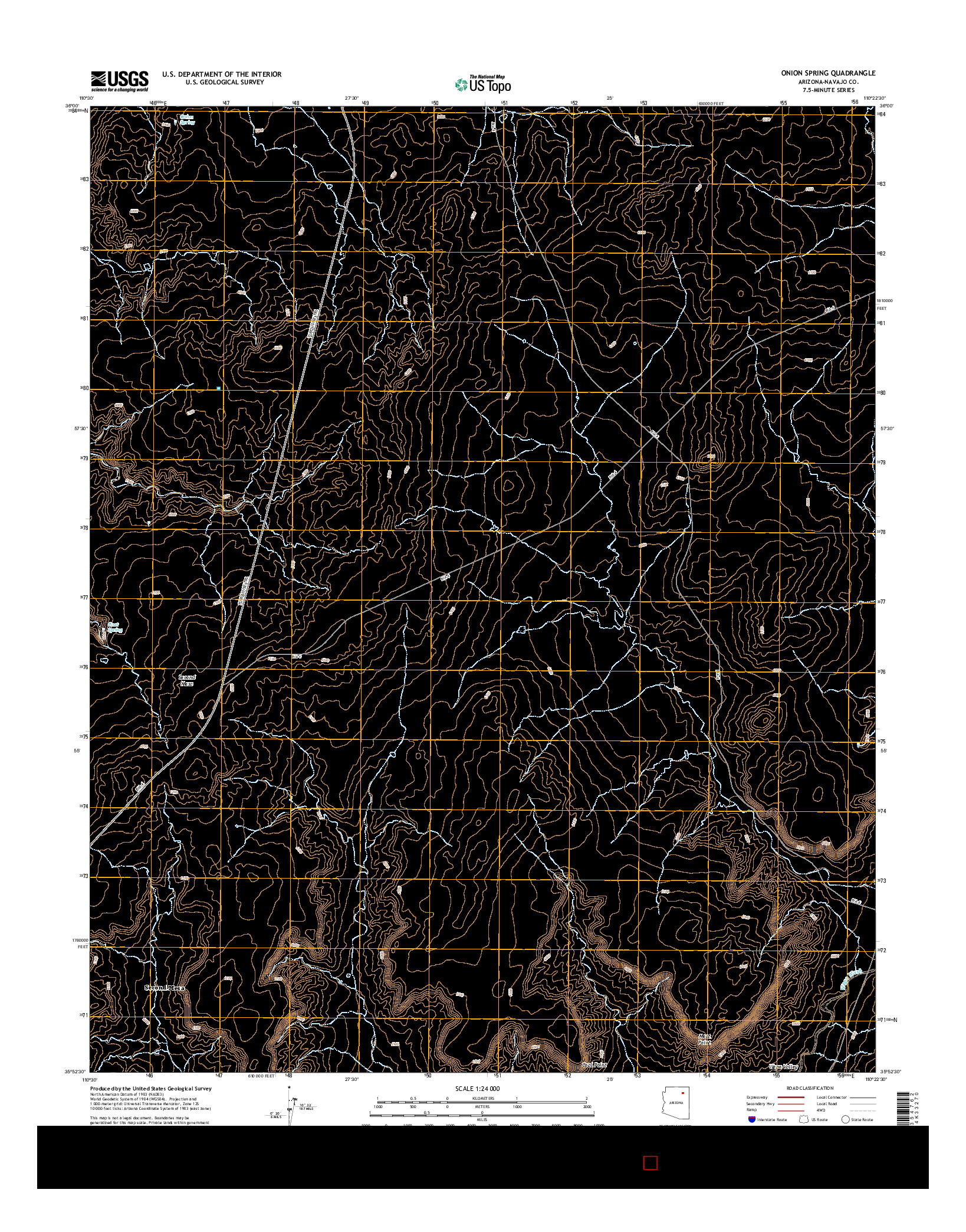 USGS US TOPO 7.5-MINUTE MAP FOR ONION SPRING, AZ 2014