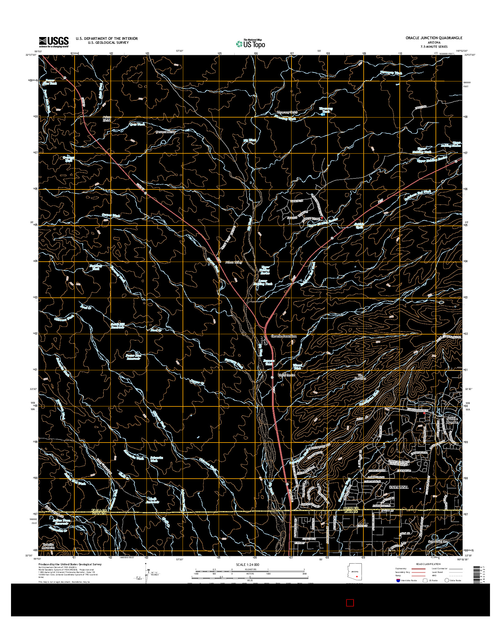 USGS US TOPO 7.5-MINUTE MAP FOR ORACLE JUNCTION, AZ 2014