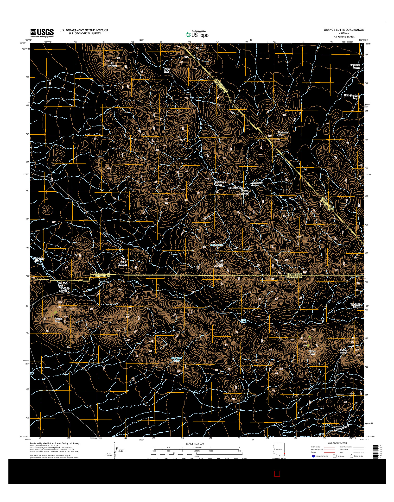 USGS US TOPO 7.5-MINUTE MAP FOR ORANGE BUTTE, AZ 2014