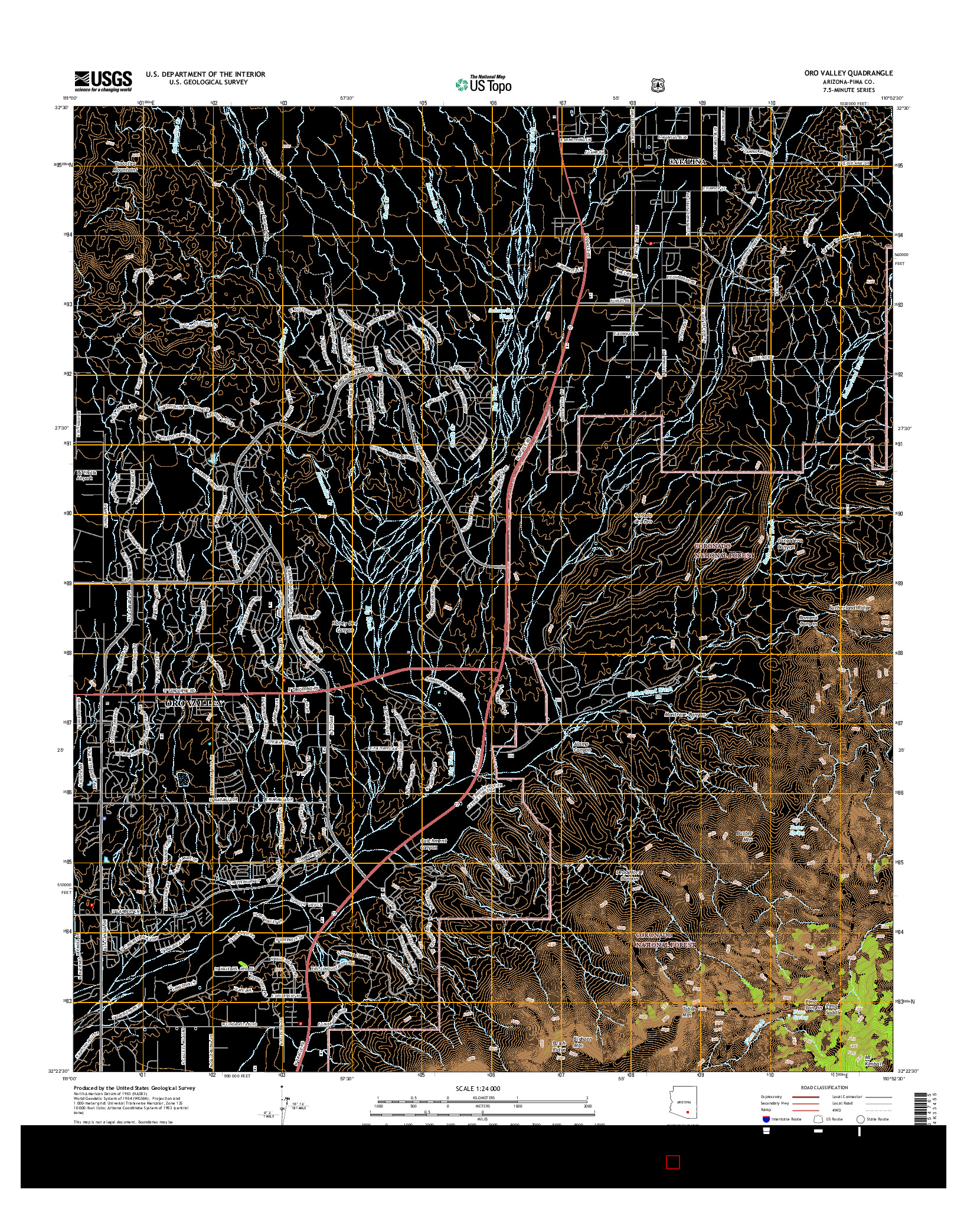 USGS US TOPO 7.5-MINUTE MAP FOR ORO VALLEY, AZ 2014