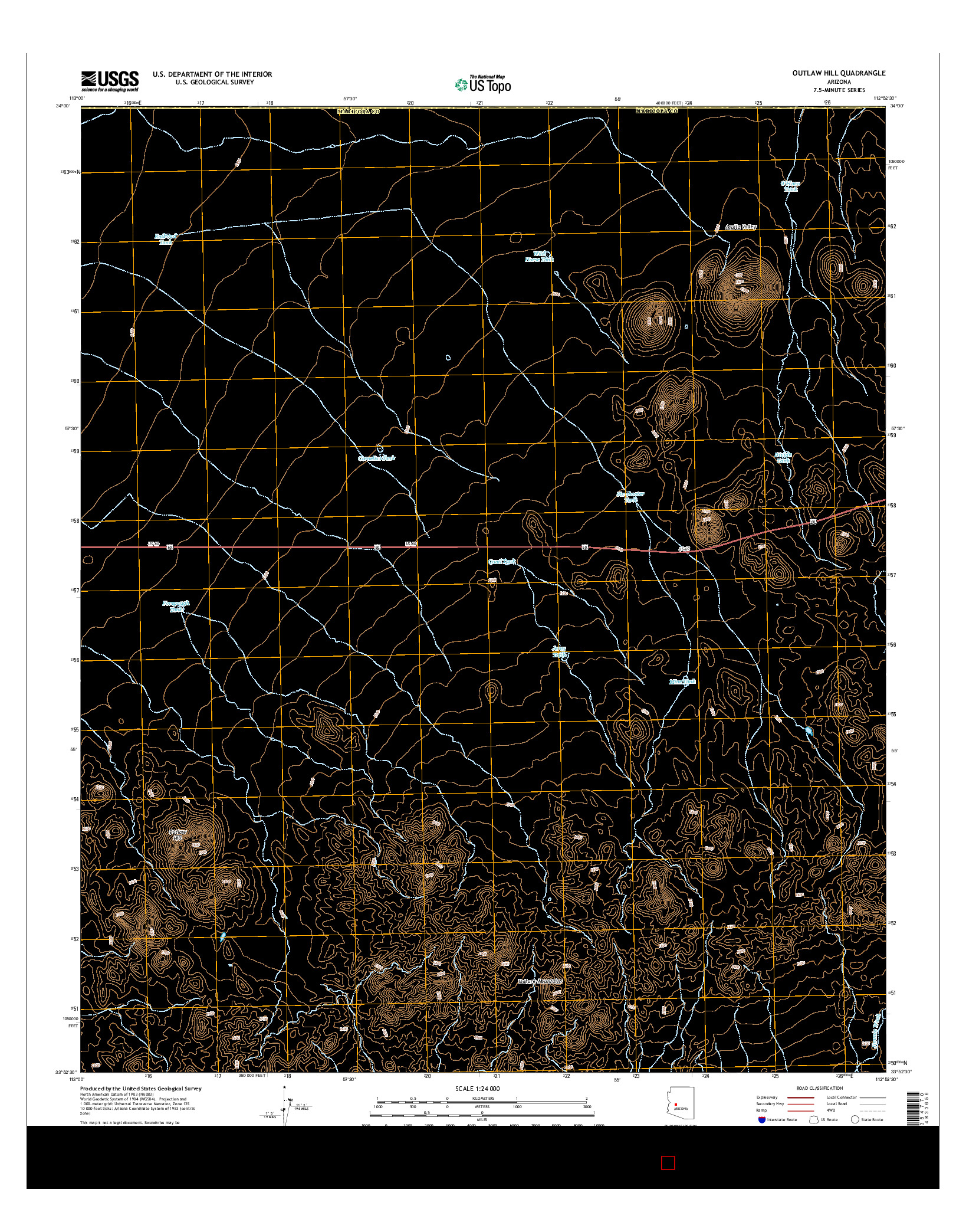 USGS US TOPO 7.5-MINUTE MAP FOR OUTLAW HILL, AZ 2014