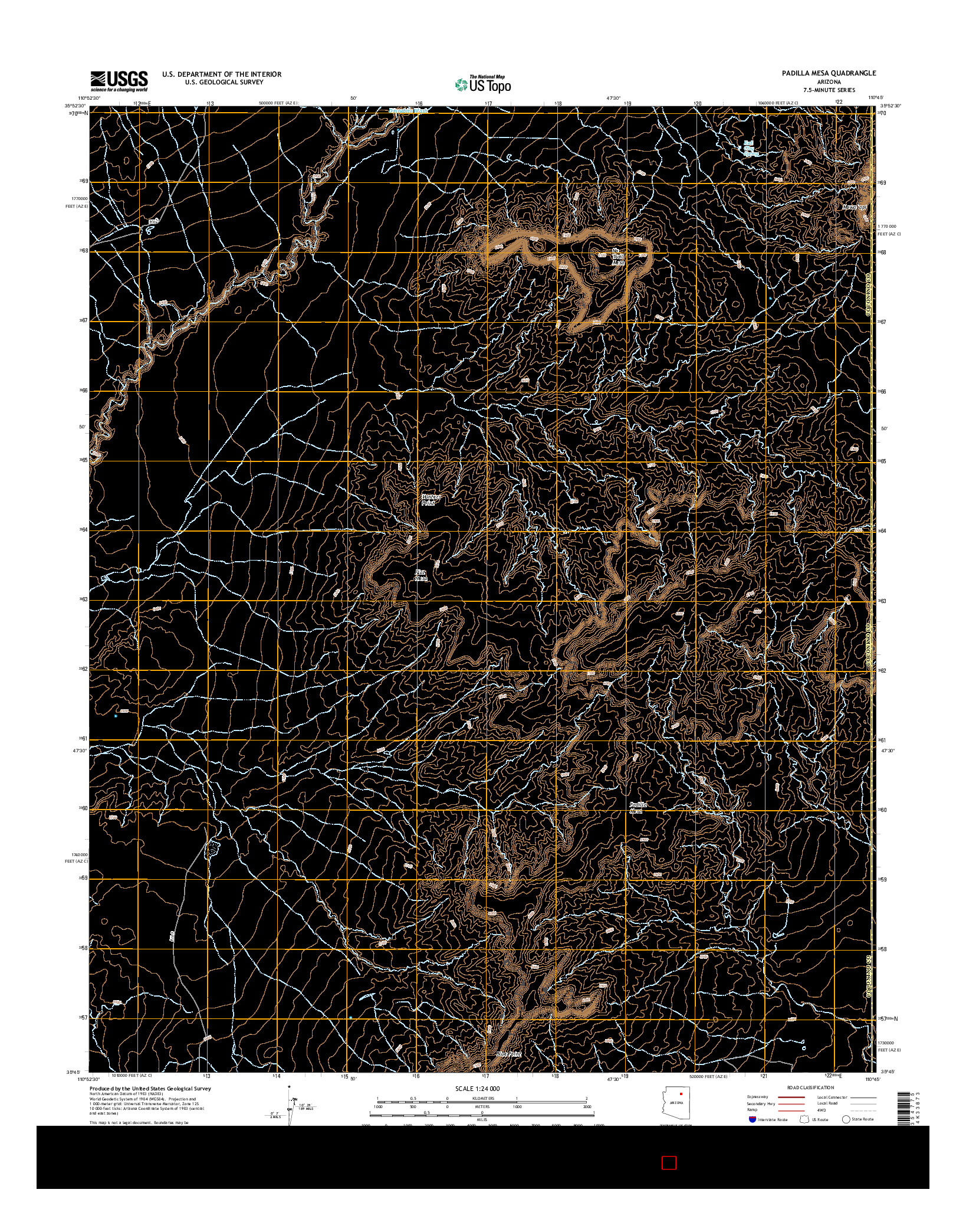 USGS US TOPO 7.5-MINUTE MAP FOR PADILLA MESA, AZ 2014