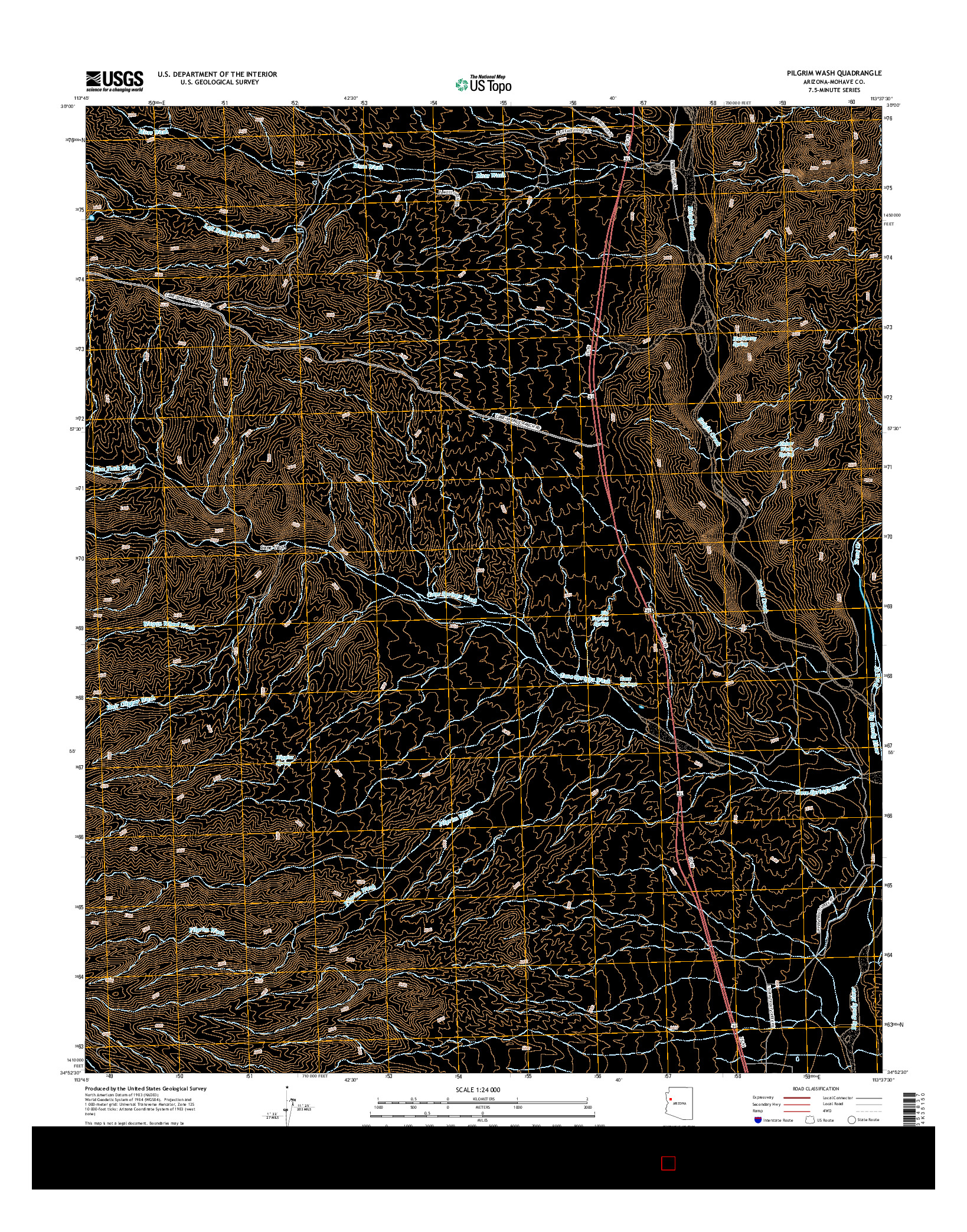 USGS US TOPO 7.5-MINUTE MAP FOR PILGRIM WASH, AZ 2014