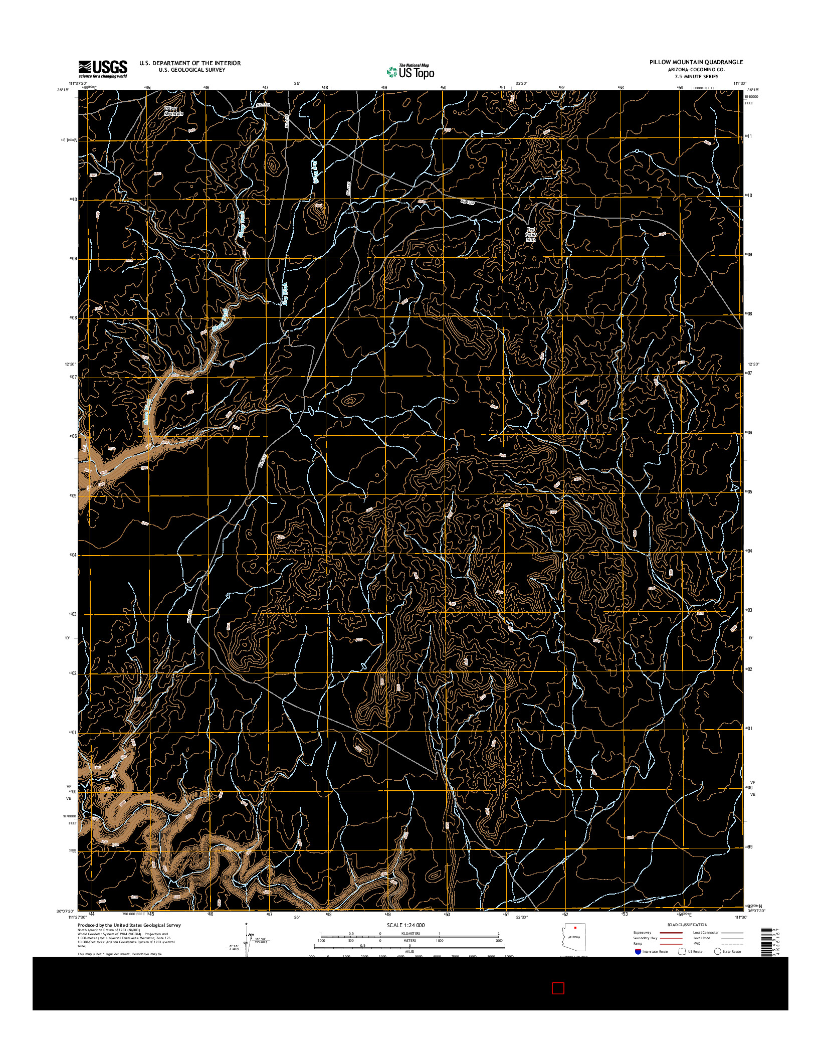 USGS US TOPO 7.5-MINUTE MAP FOR PILLOW MOUNTAIN, AZ 2014