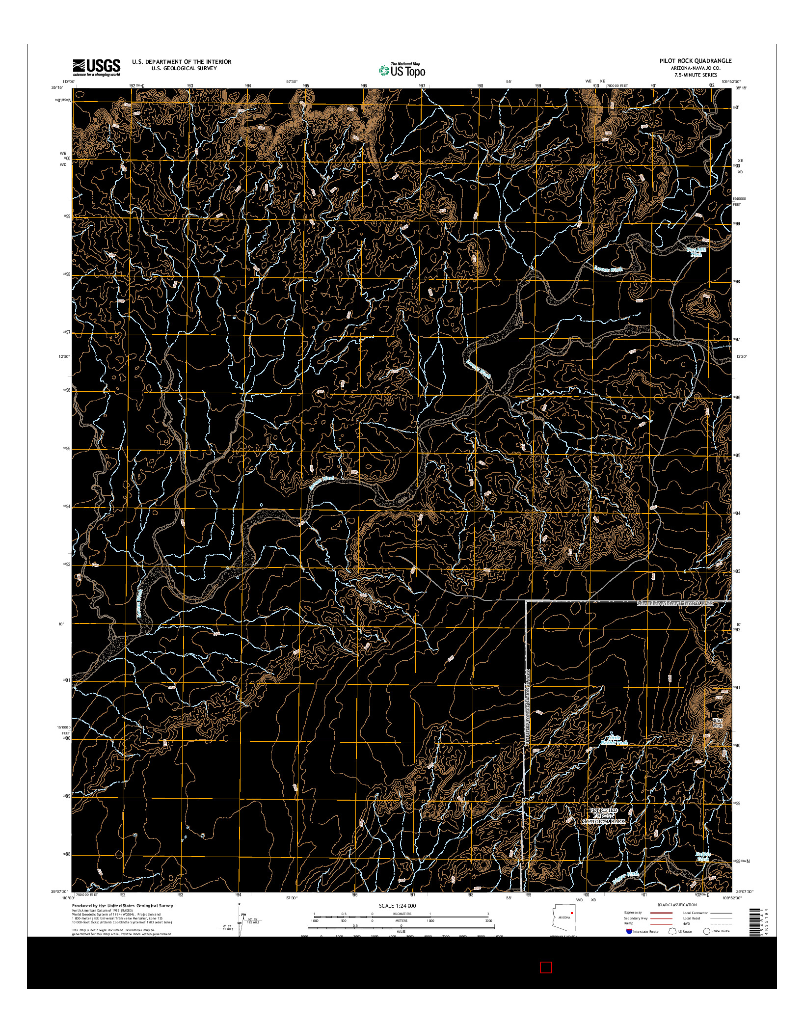 USGS US TOPO 7.5-MINUTE MAP FOR PILOT ROCK, AZ 2014