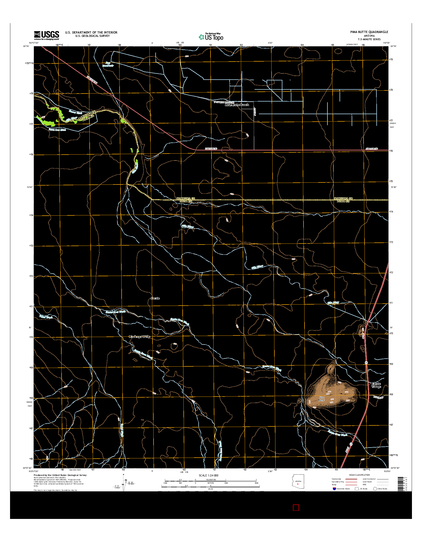 USGS US TOPO 7.5-MINUTE MAP FOR PIMA BUTTE, AZ 2014