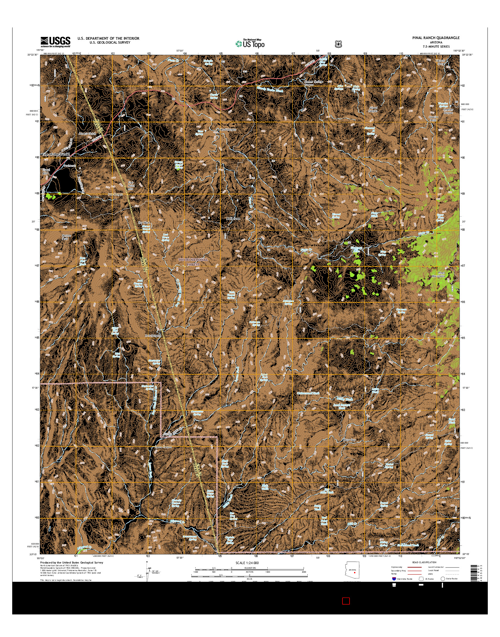 USGS US TOPO 7.5-MINUTE MAP FOR PINAL RANCH, AZ 2014