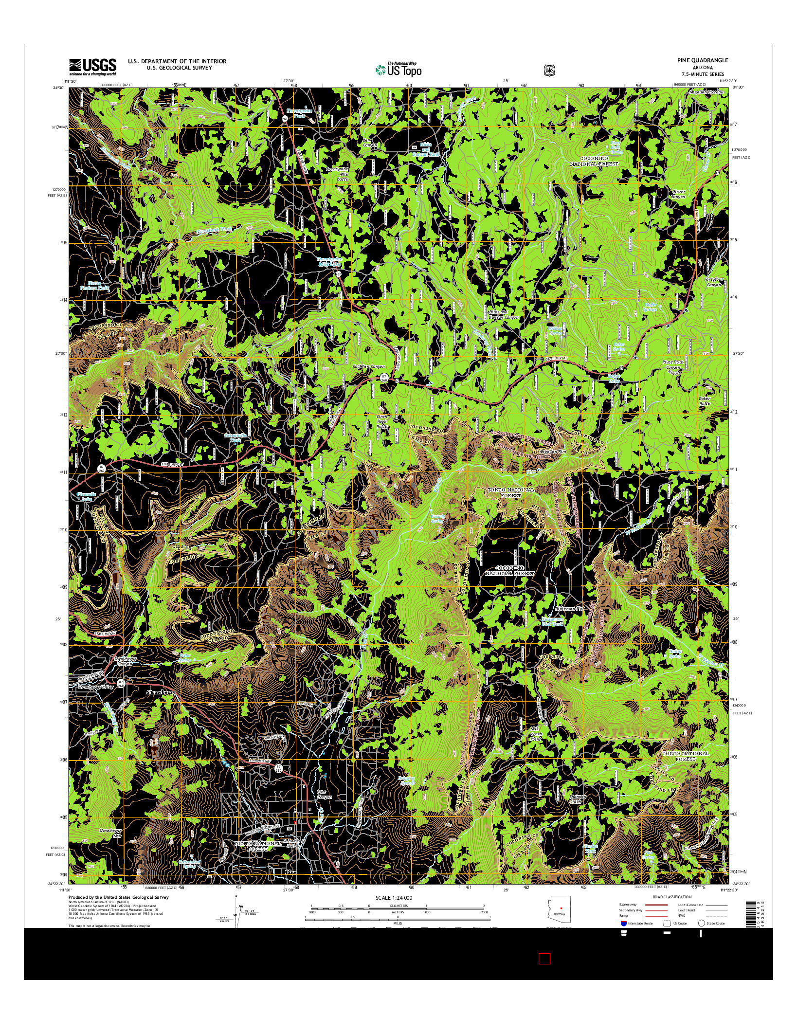 USGS US TOPO 7.5-MINUTE MAP FOR PINE, AZ 2014