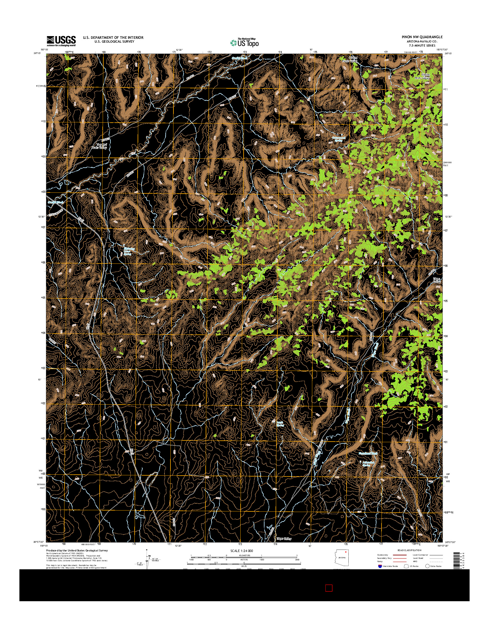 USGS US TOPO 7.5-MINUTE MAP FOR PINON NW, AZ 2014