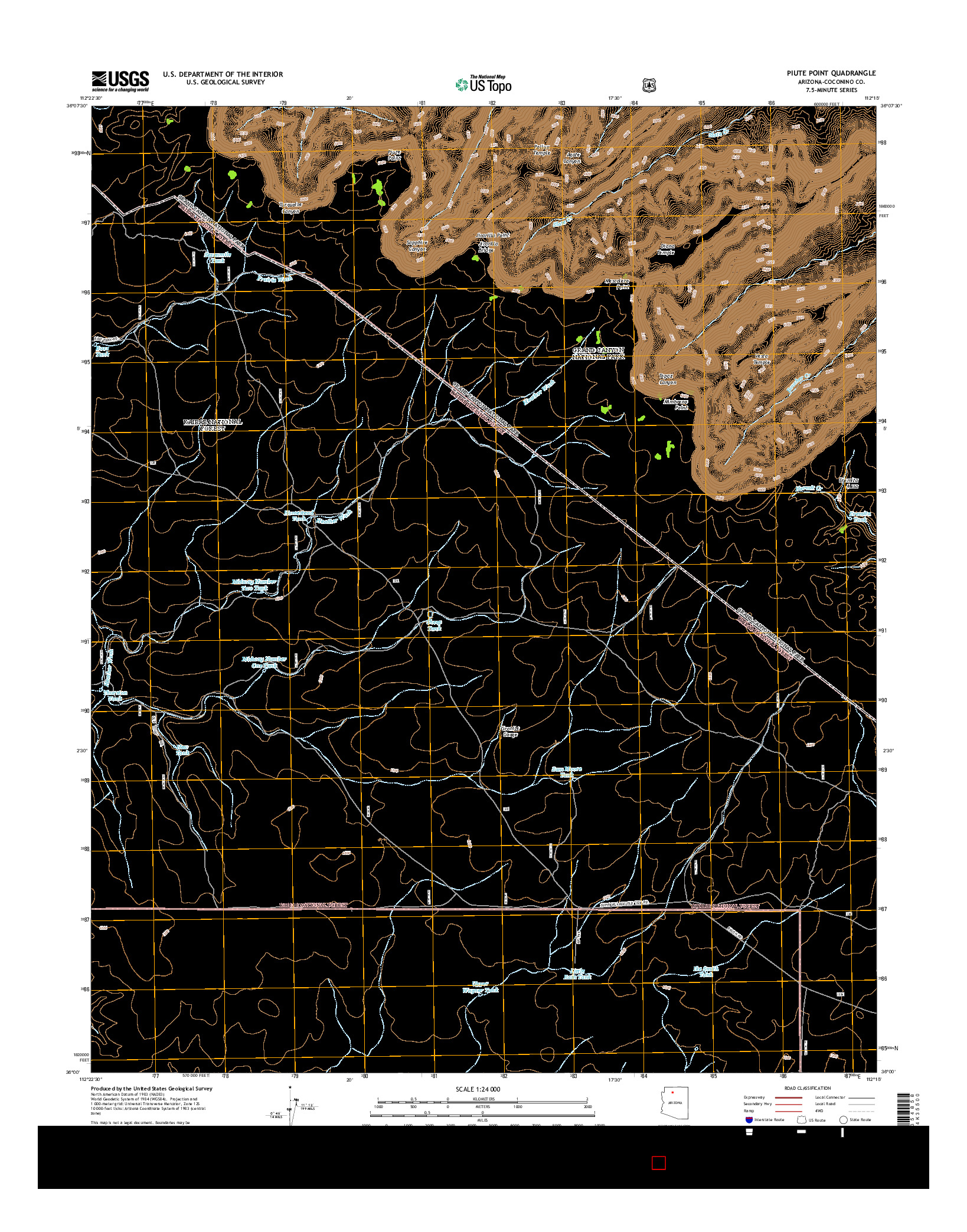 USGS US TOPO 7.5-MINUTE MAP FOR PIUTE POINT, AZ 2014