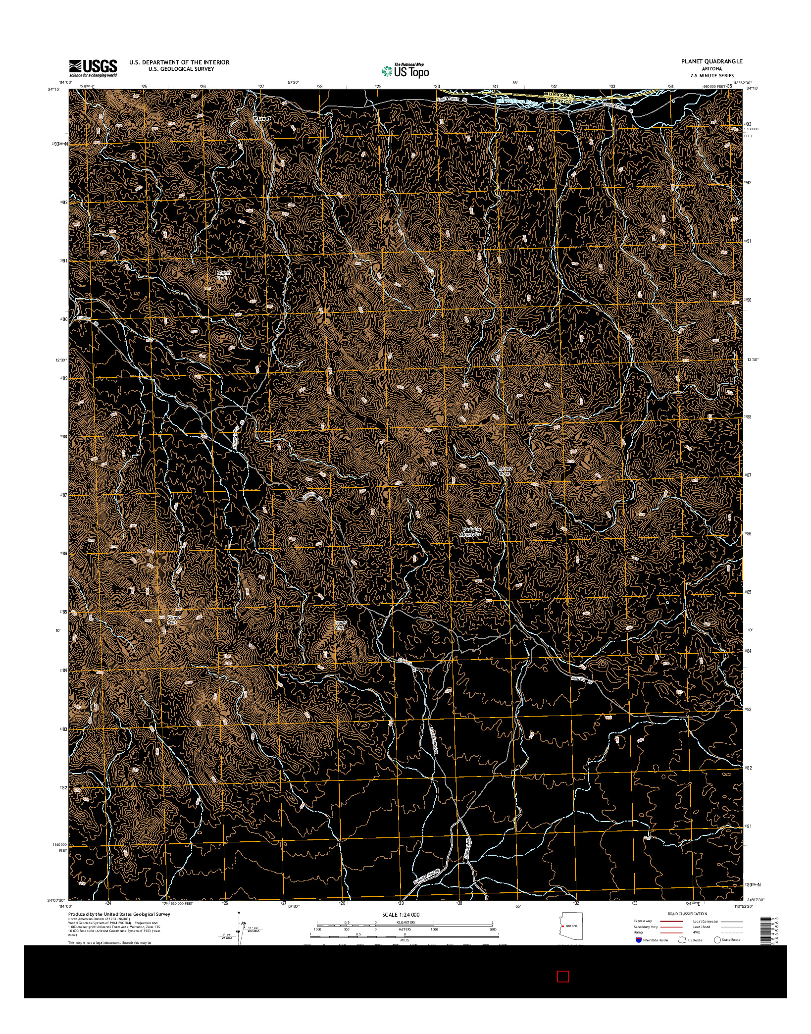 USGS US TOPO 7.5-MINUTE MAP FOR PLANET, AZ 2014
