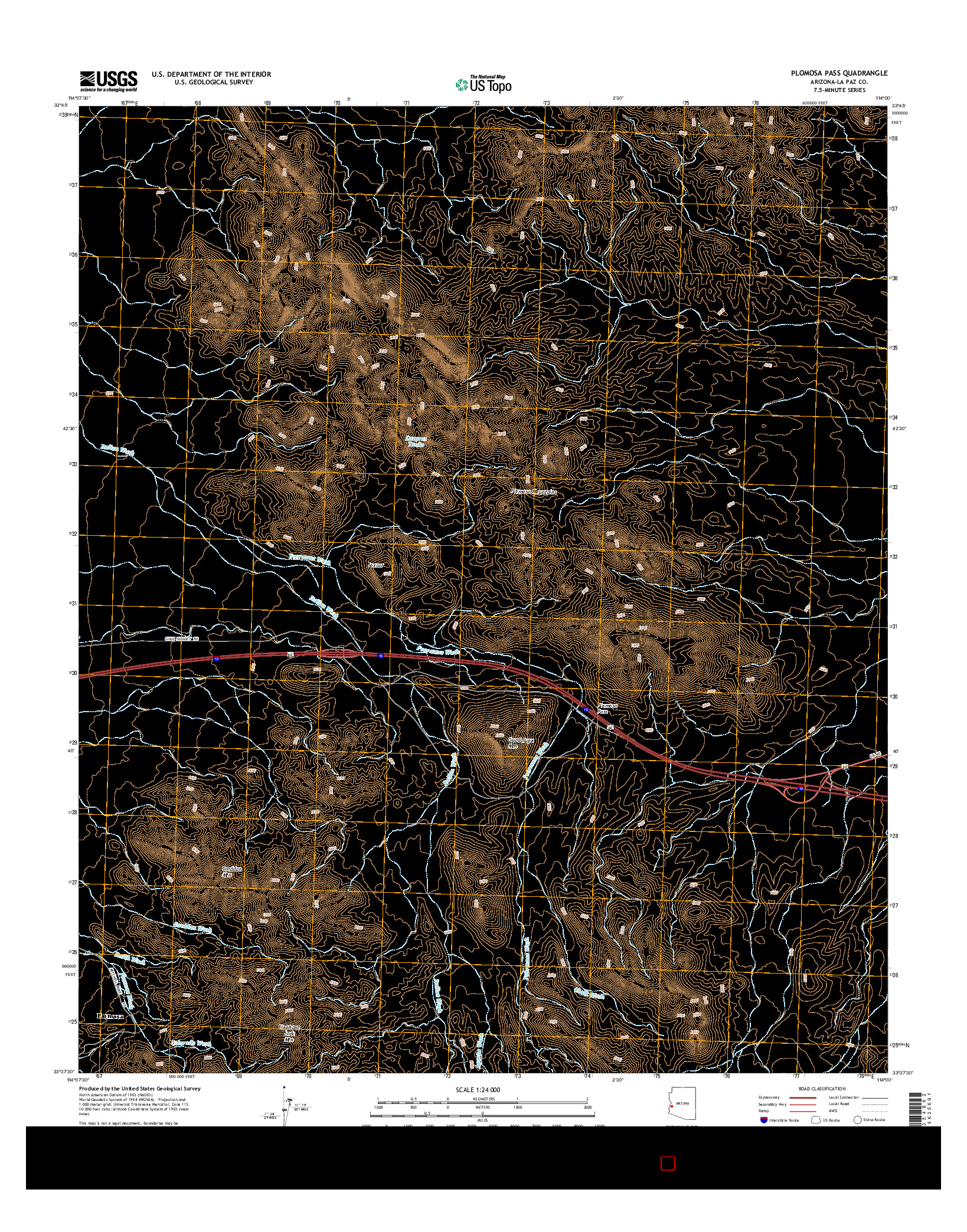 USGS US TOPO 7.5-MINUTE MAP FOR PLOMOSA PASS, AZ 2014