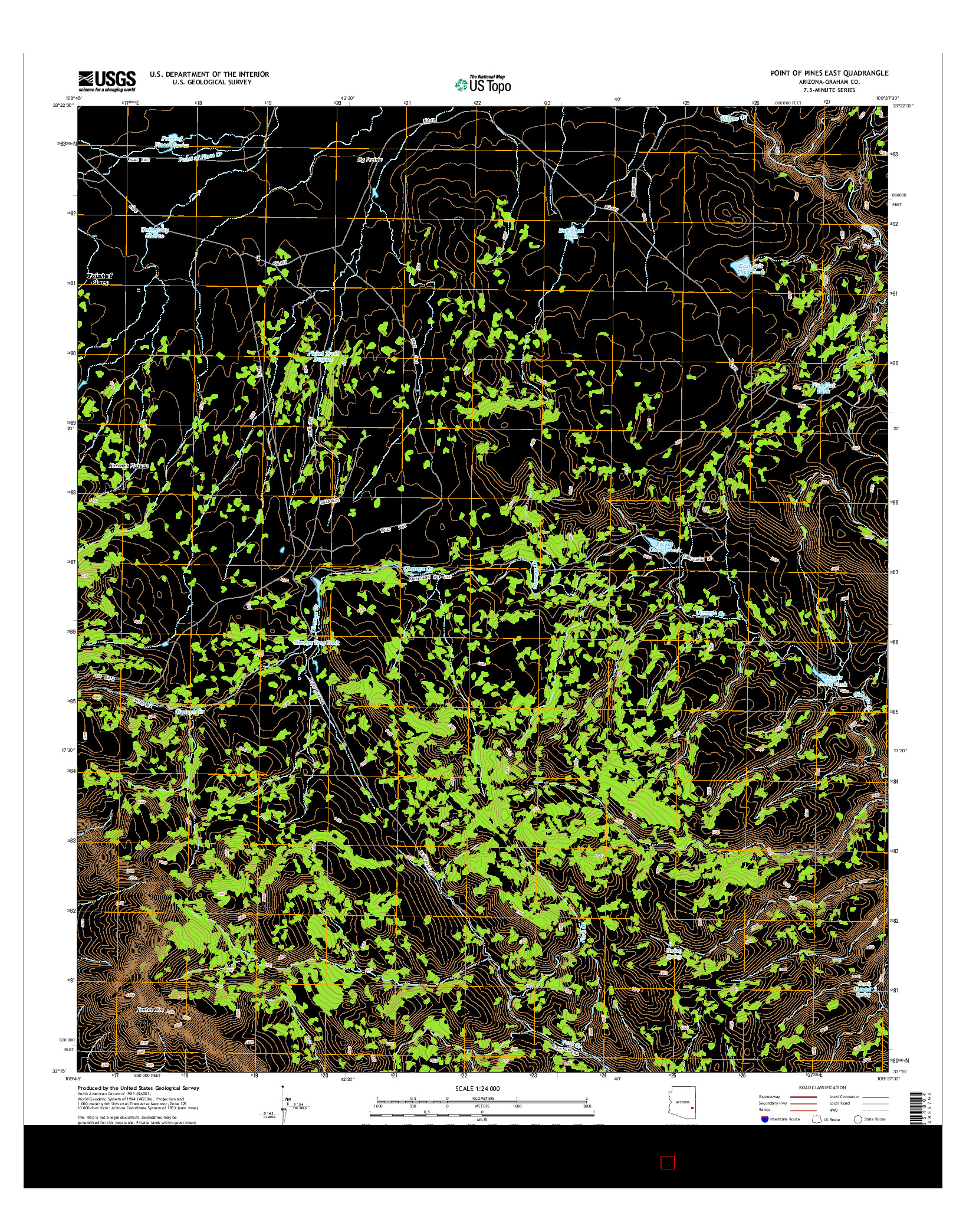 USGS US TOPO 7.5-MINUTE MAP FOR POINT OF PINES EAST, AZ 2014