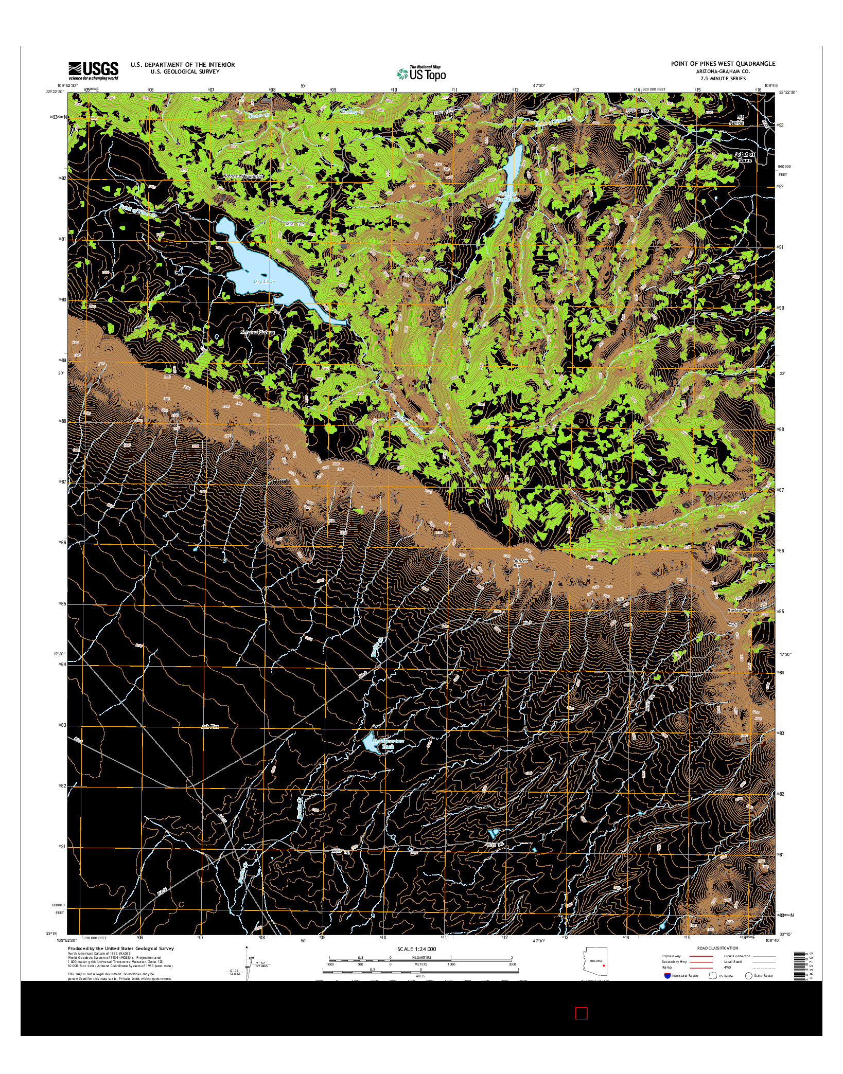 USGS US TOPO 7.5-MINUTE MAP FOR POINT OF PINES WEST, AZ 2014