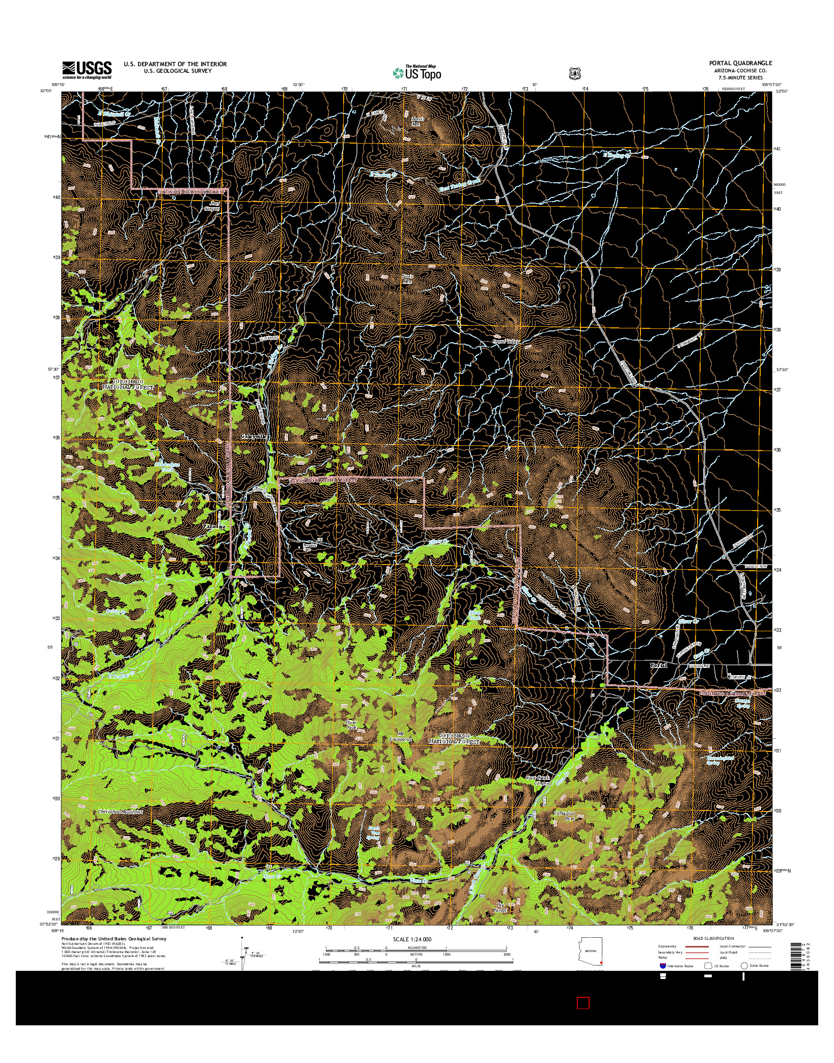 USGS US TOPO 7.5-MINUTE MAP FOR PORTAL, AZ 2014