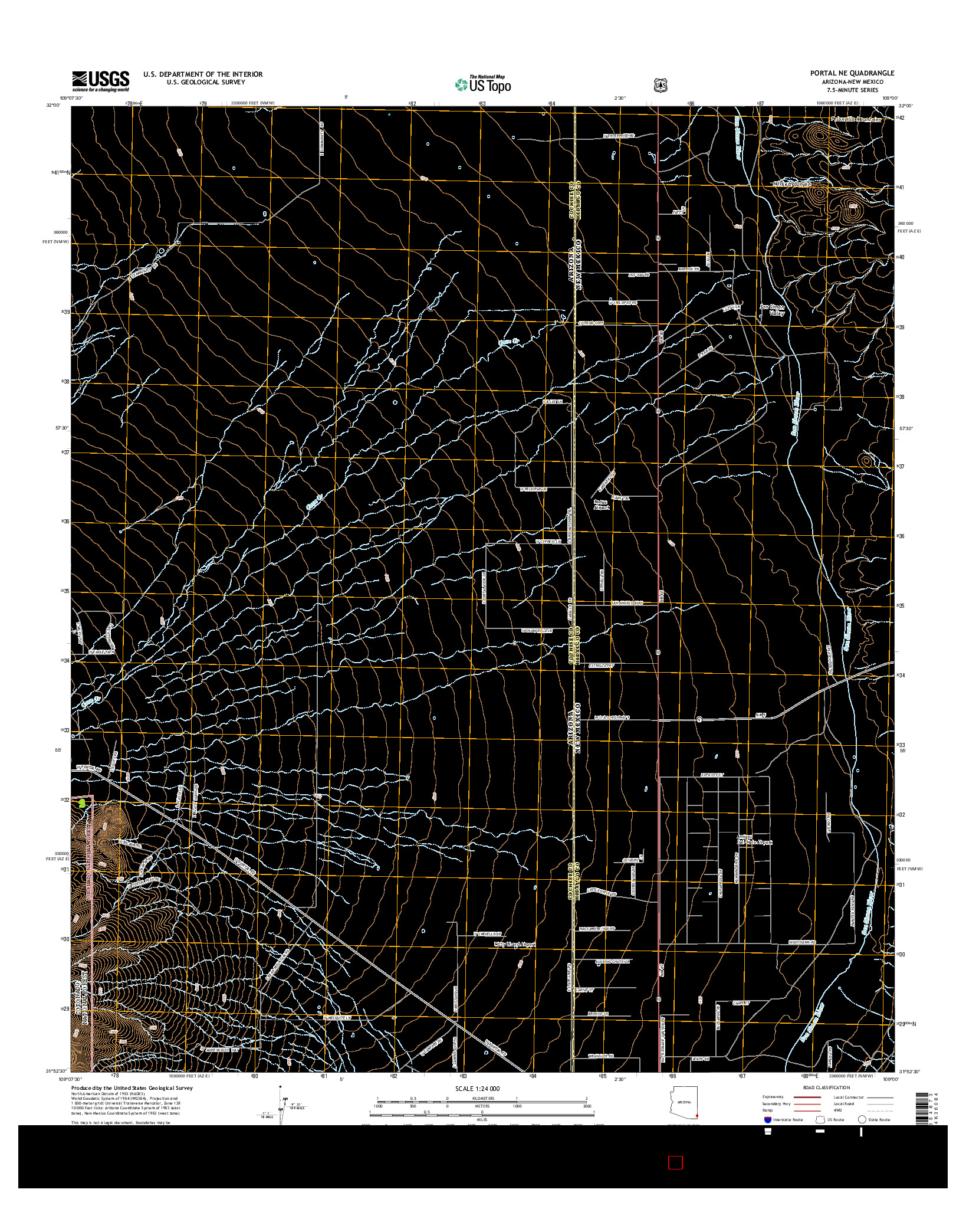 USGS US TOPO 7.5-MINUTE MAP FOR PORTAL NE, AZ-NM 2014