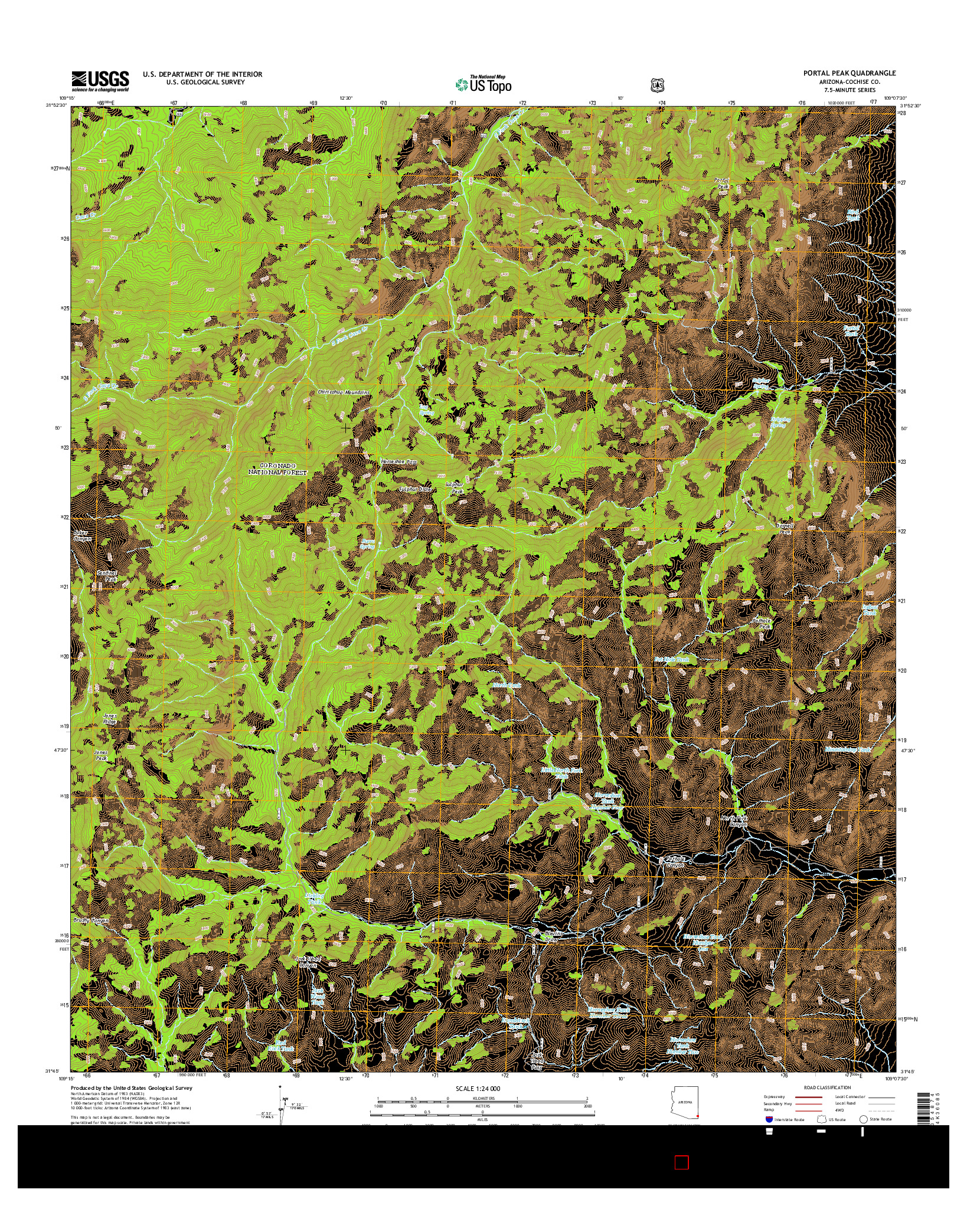 USGS US TOPO 7.5-MINUTE MAP FOR PORTAL PEAK, AZ 2014