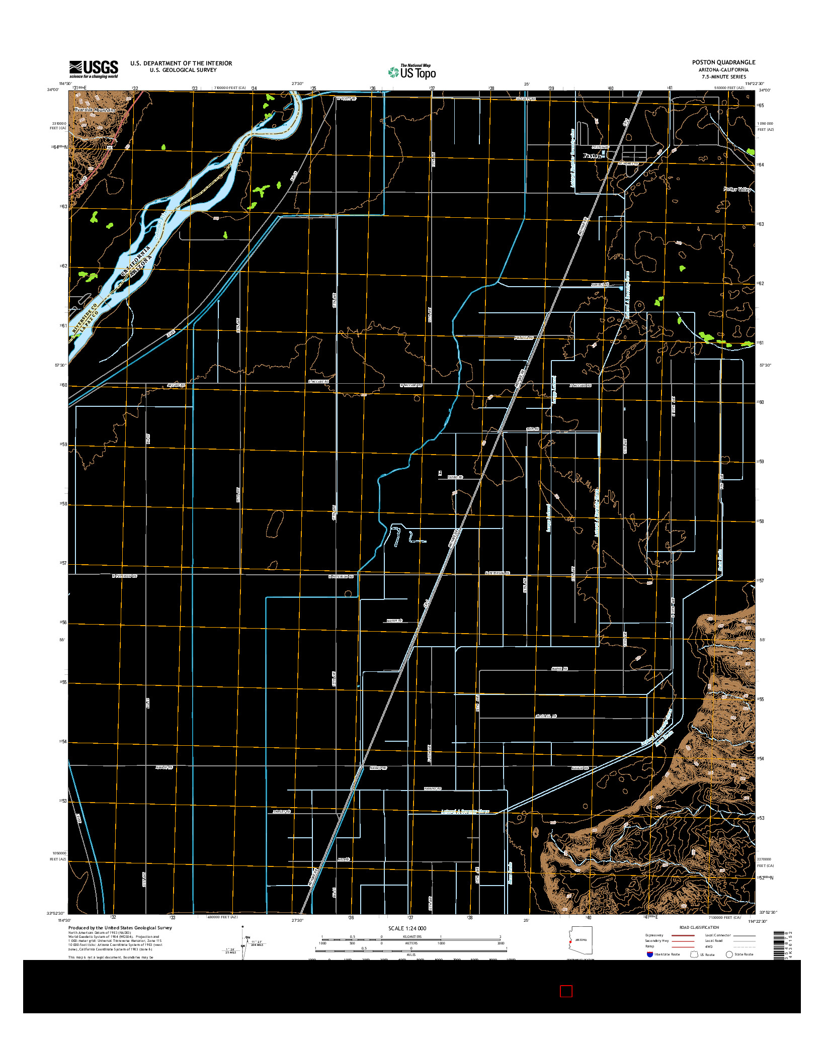USGS US TOPO 7.5-MINUTE MAP FOR POSTON, AZ-CA 2014